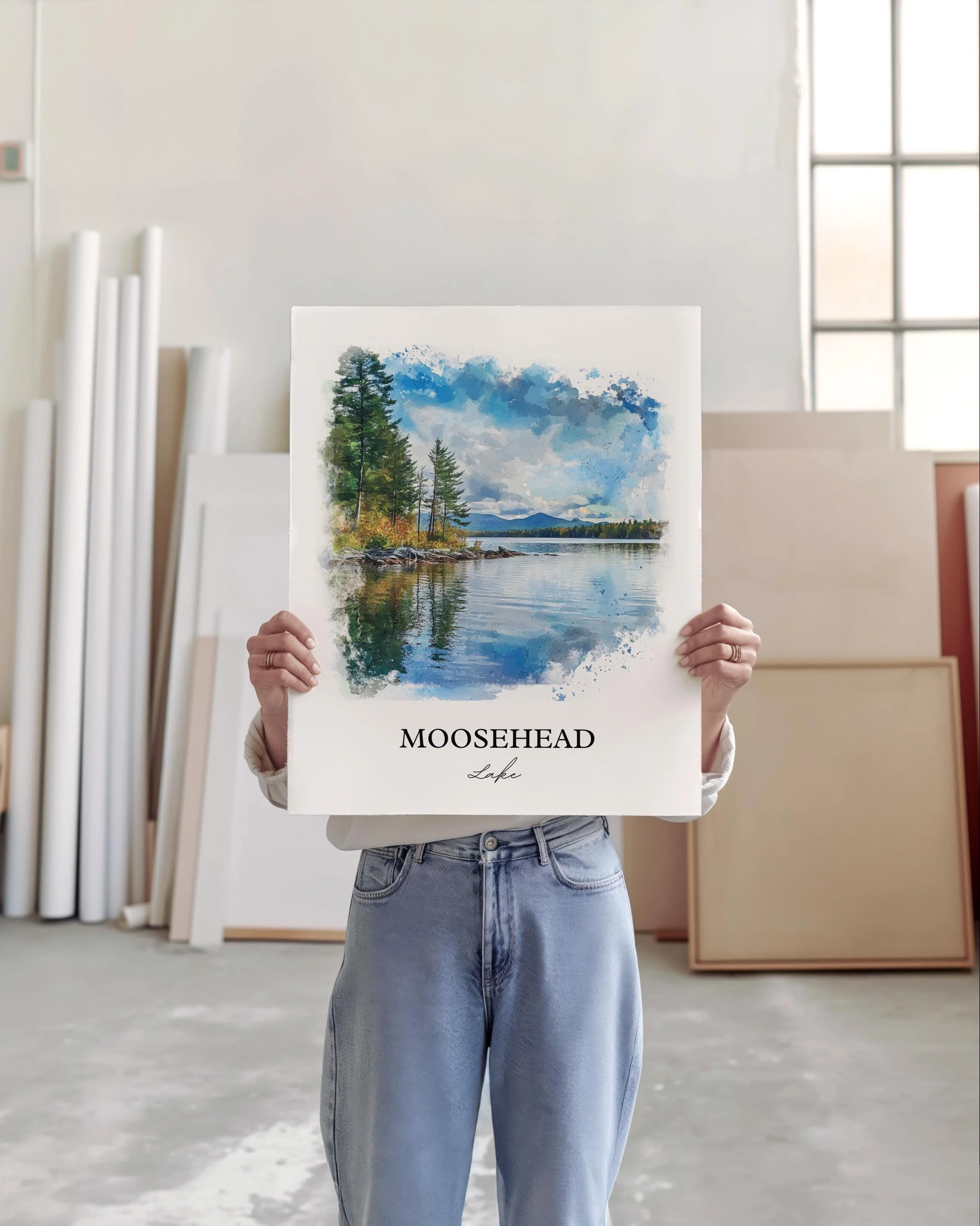 Moosehead Lake, USA – Watercolor Art Print - Image 4