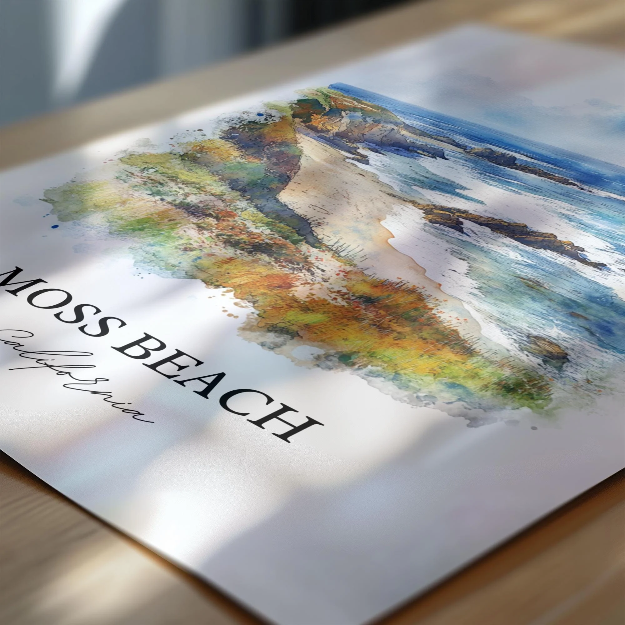 Moss Beach, USA – Watercolor Art Print - Image 2