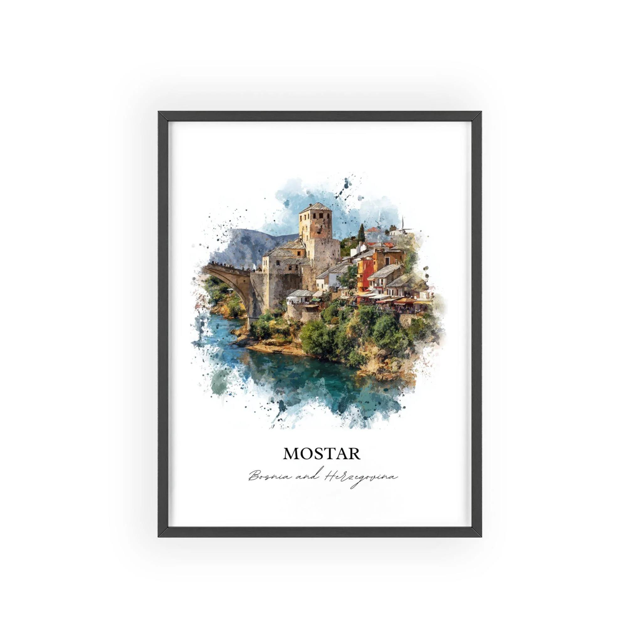 Mostar, Bosnia & Herzegovina – Watercolor Art Print - Image 10