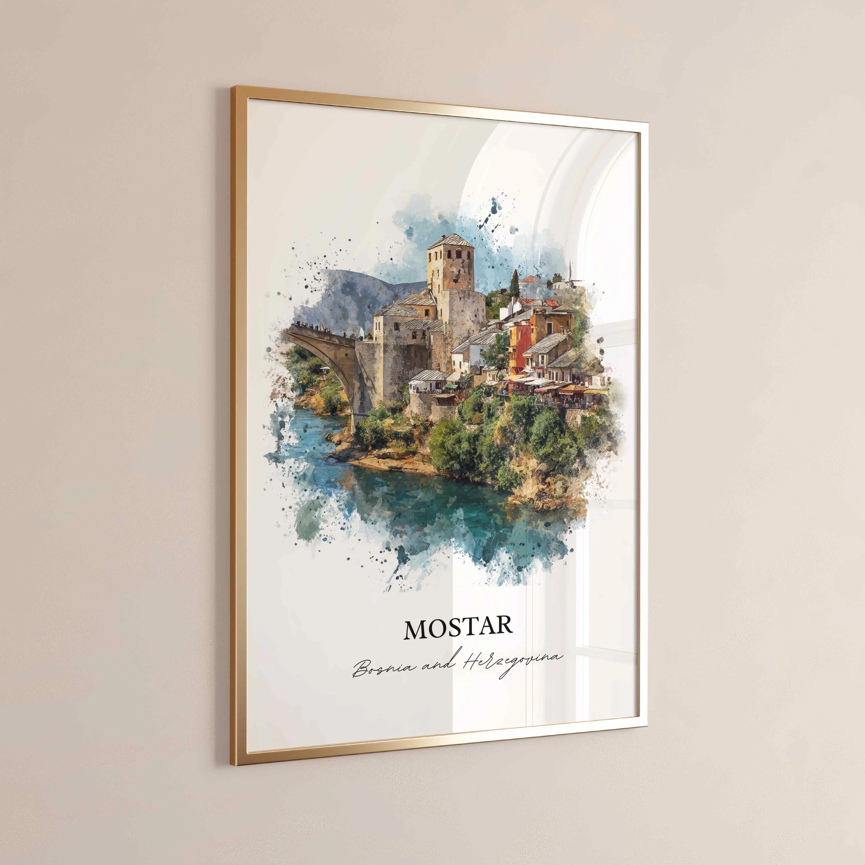 Mostar, Bosnia & Herzegovina – Watercolor Art Print - Image 7