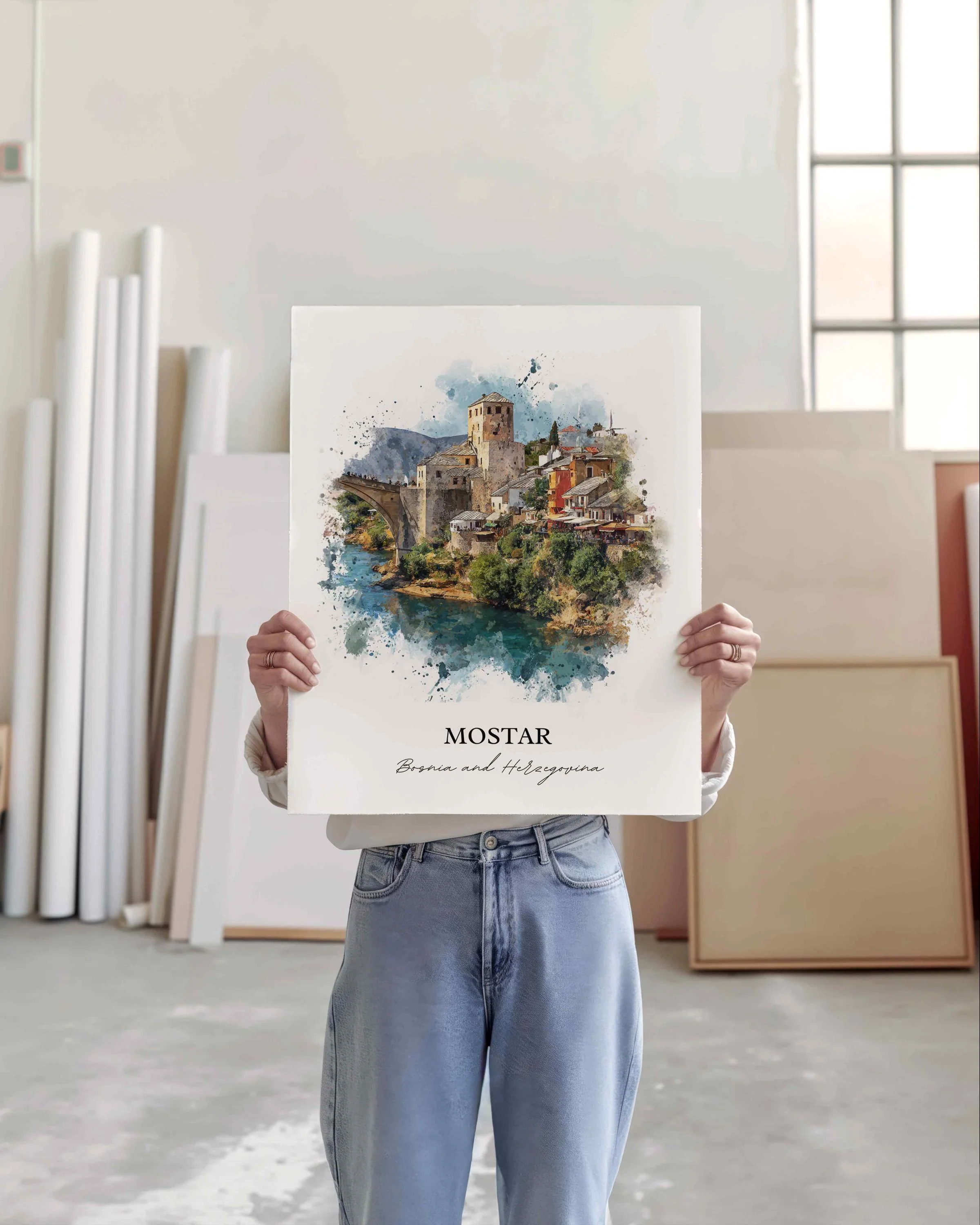 Mostar, Bosnia & Herzegovina – Watercolor Art Print - Image 9