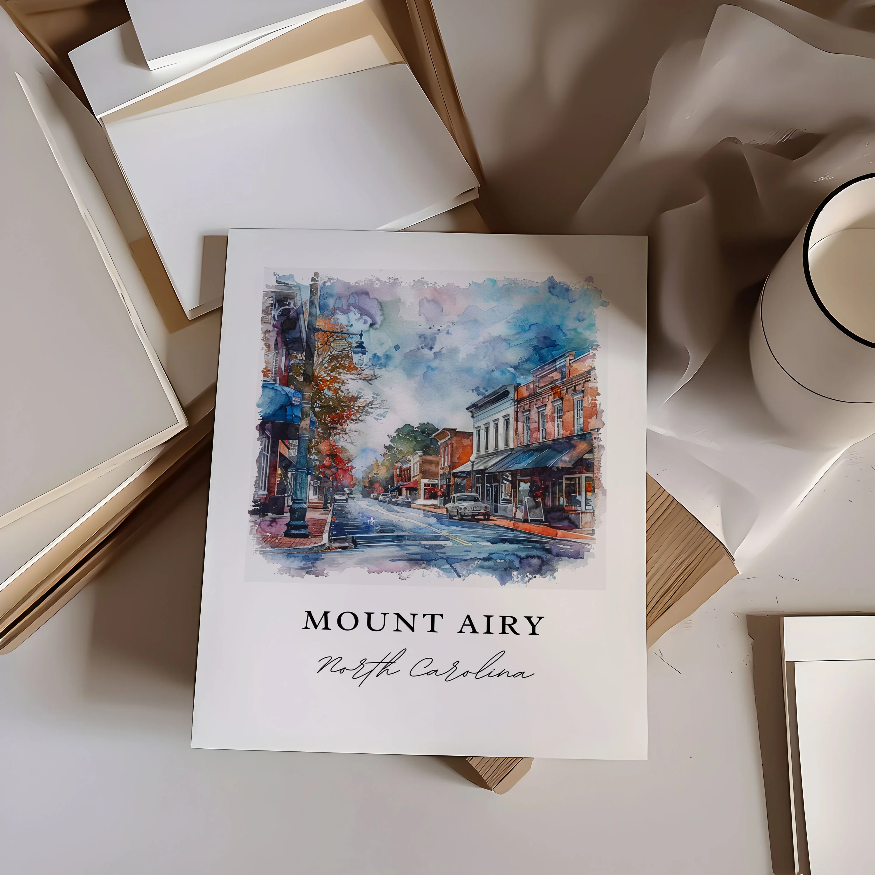 Mount Airy, North Carolina – Watercolor Art Print - Image 2