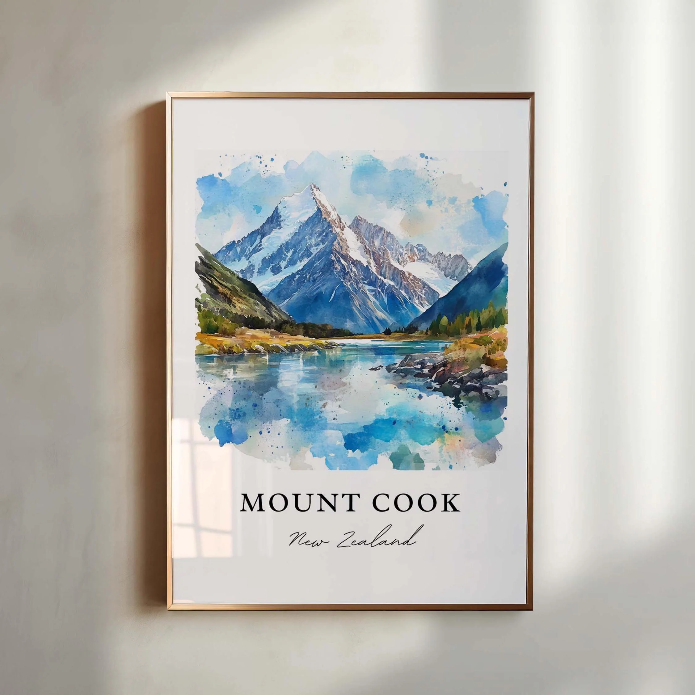 Mount Cook, New Zealand – Watercolor Art Print