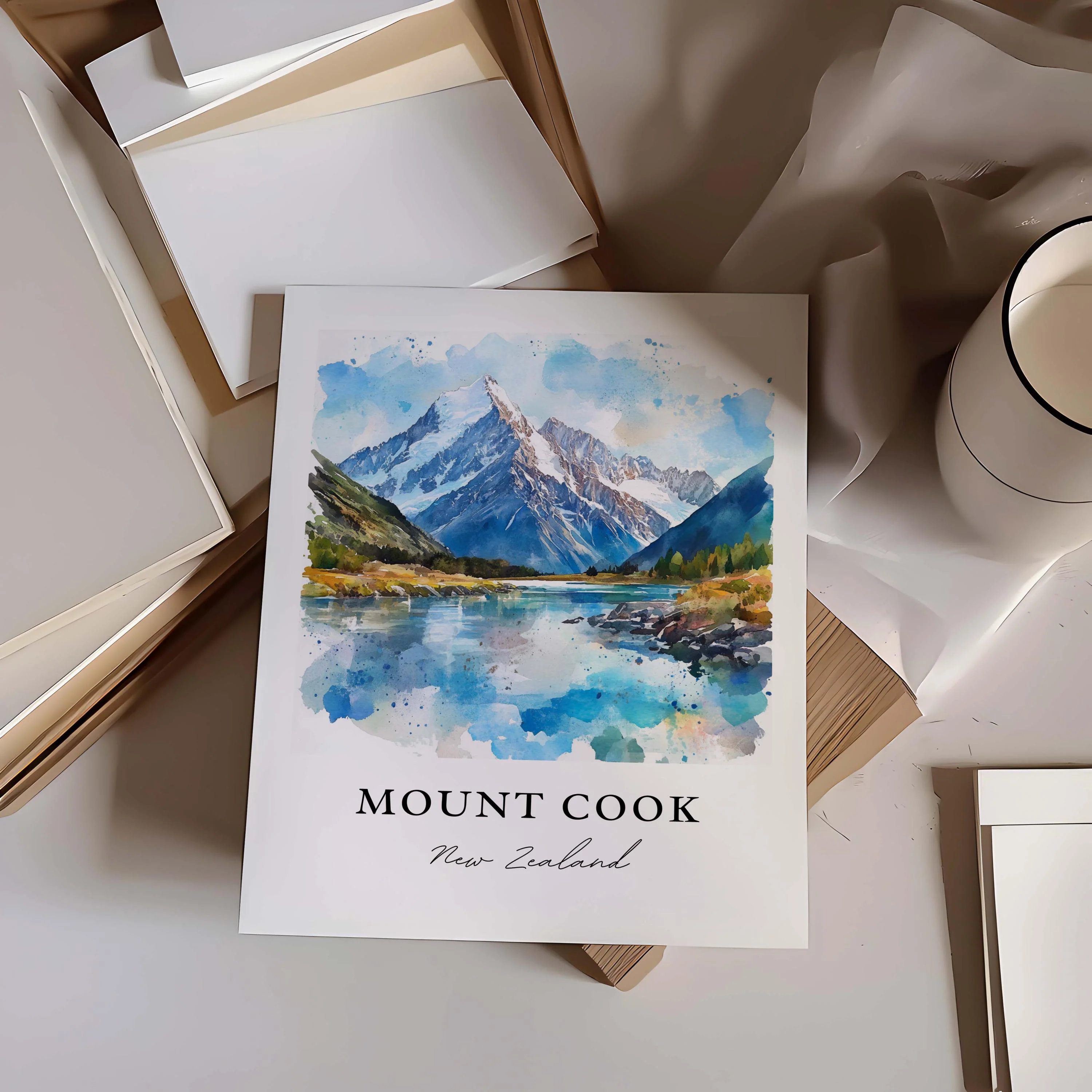 Mount Cook, New Zealand – Watercolor Art Print - Image 3