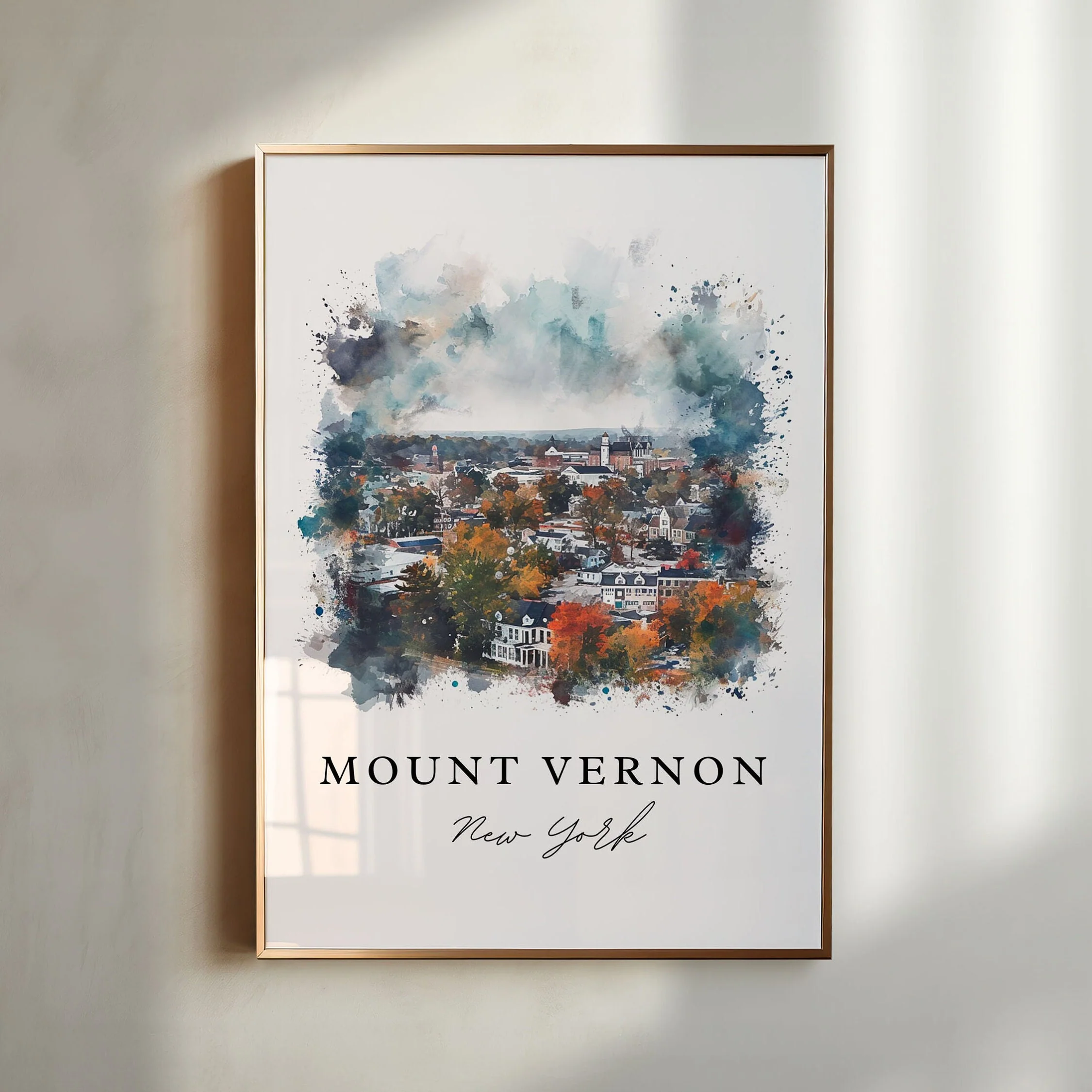 Mount Vernon, NY, USA – Watercolor Art Print