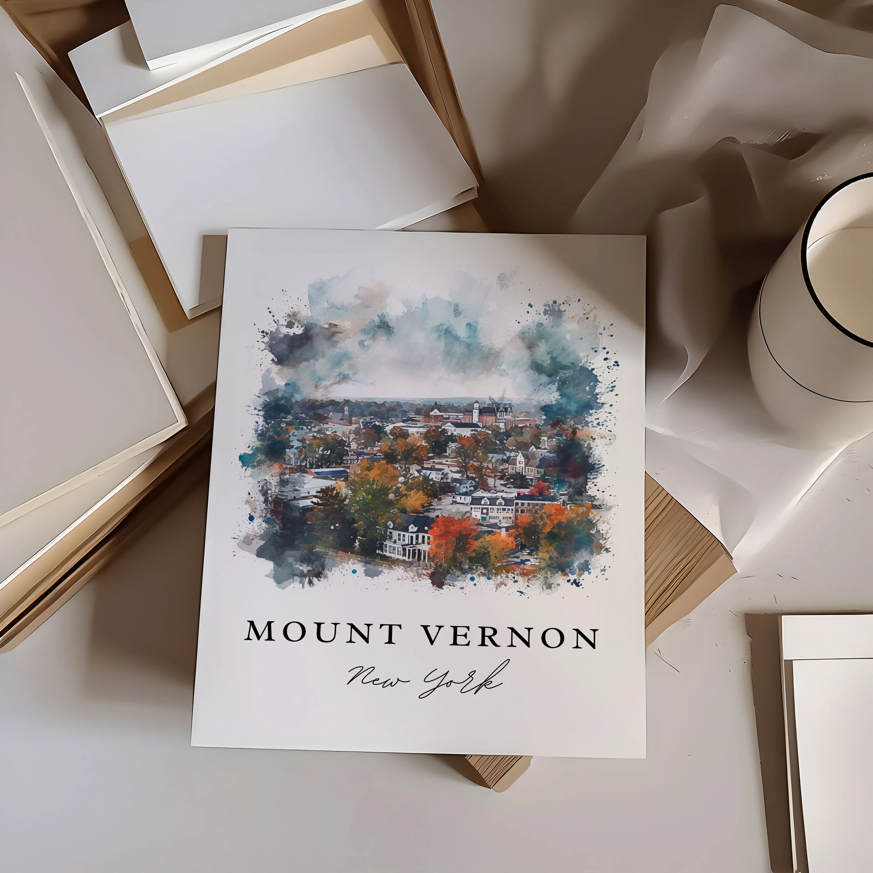 Mount Vernon, NY, USA – Watercolor Art Print - Image 2