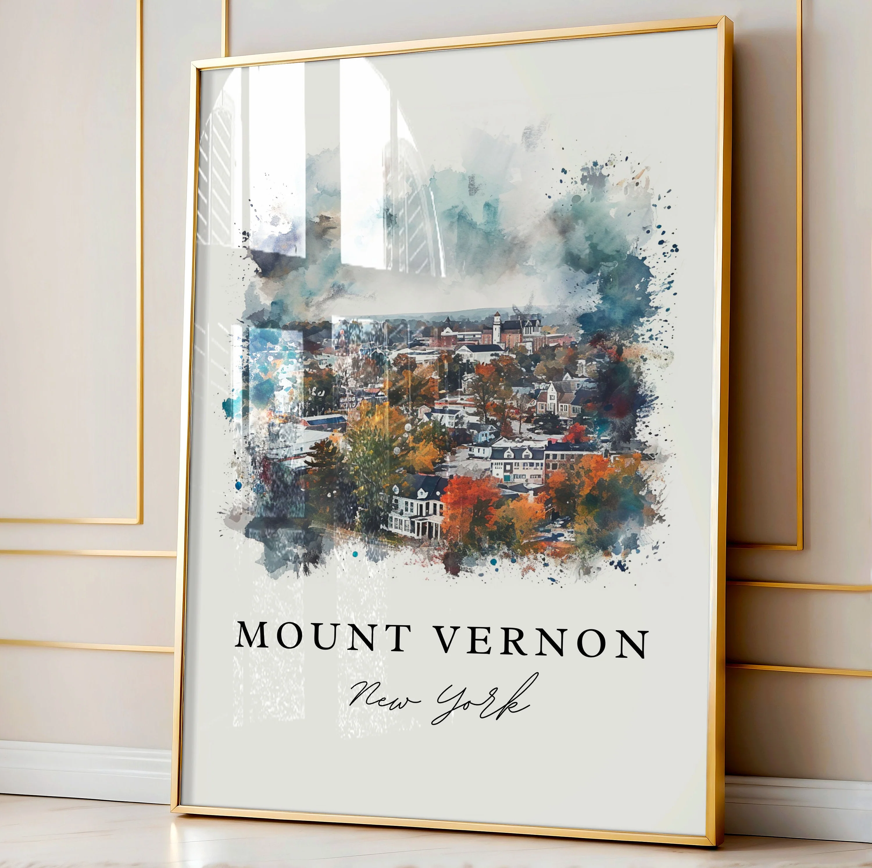 Mount Vernon, NY, USA – Watercolor Art Print - Image 4