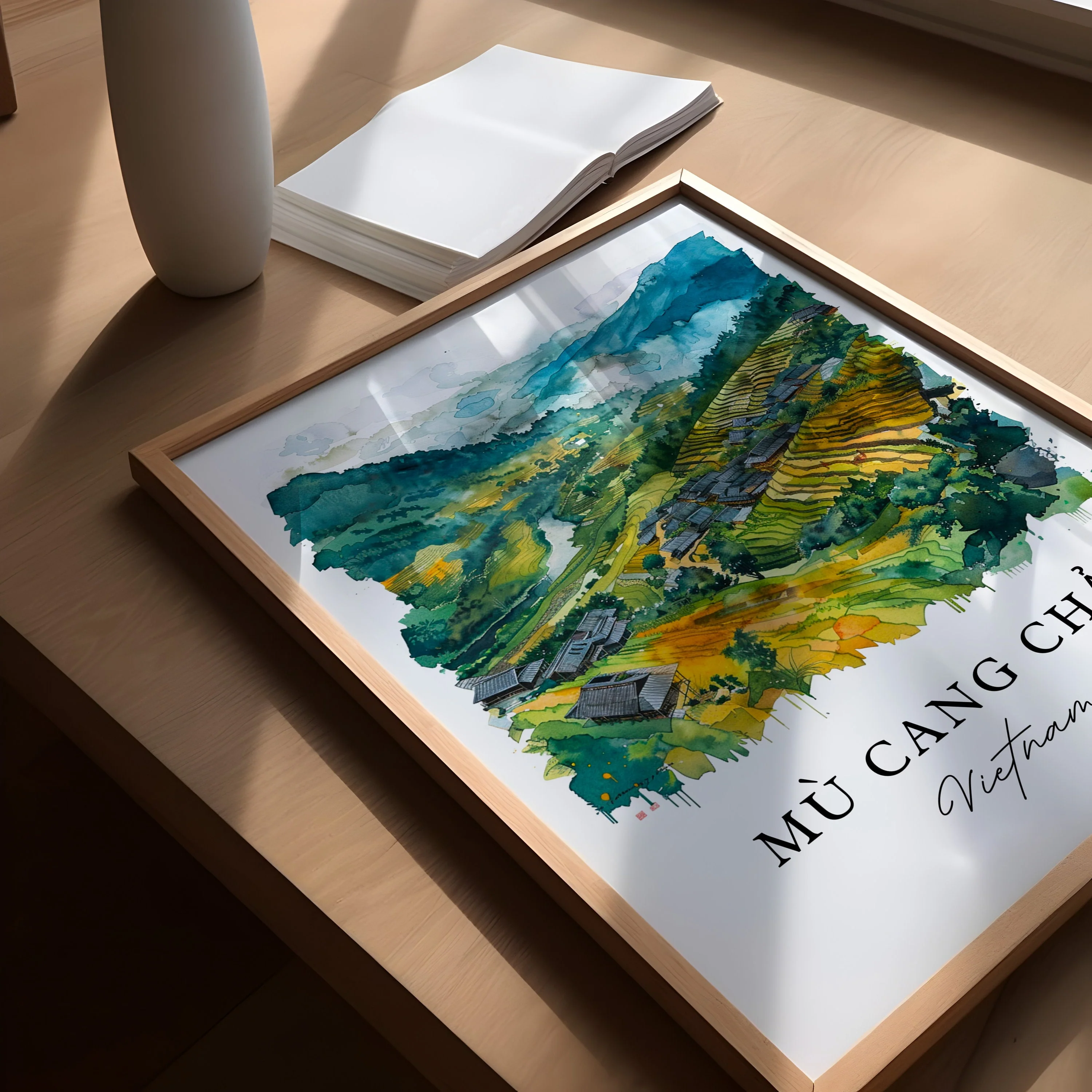Mu Cang Chai, Vietnam – Watercolor Art Print - Image 3