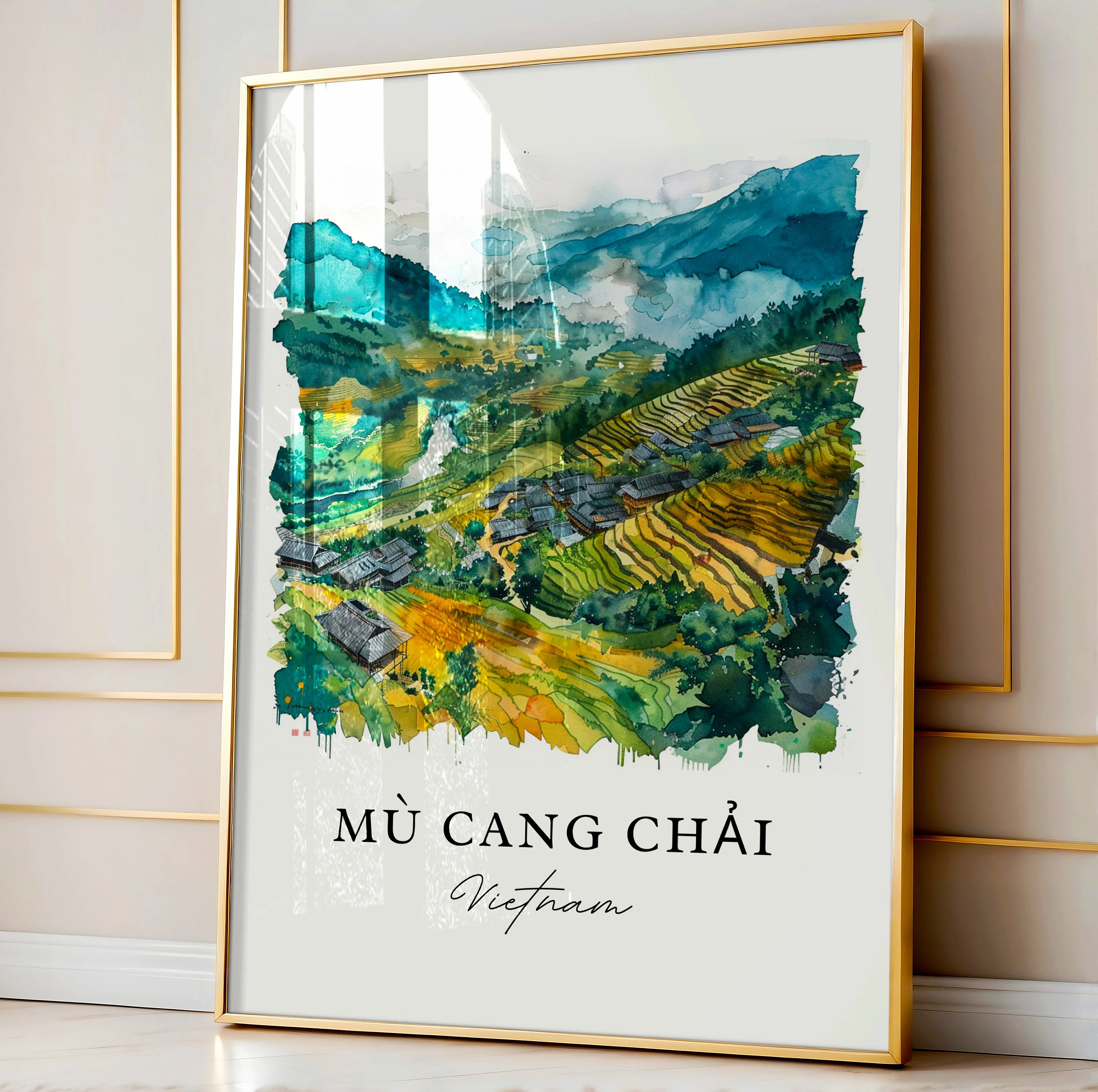 Mu Cang Chai, Vietnam – Watercolor Art Print - Image 4