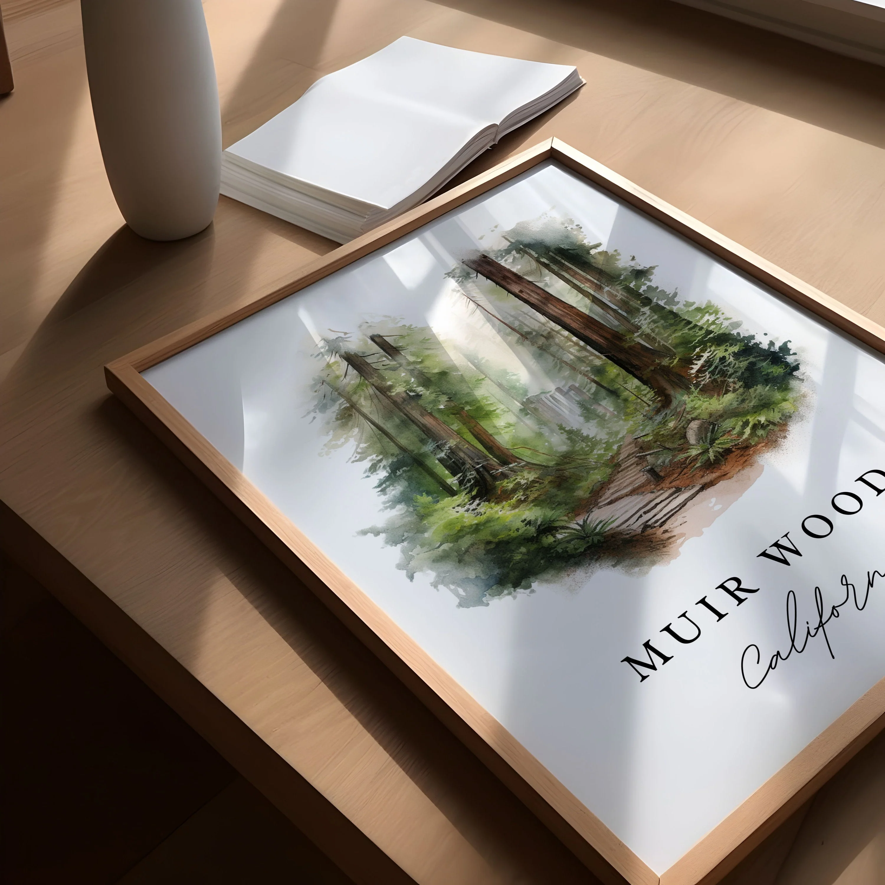Muir Woods, California Watercolor Art Print - Image 3