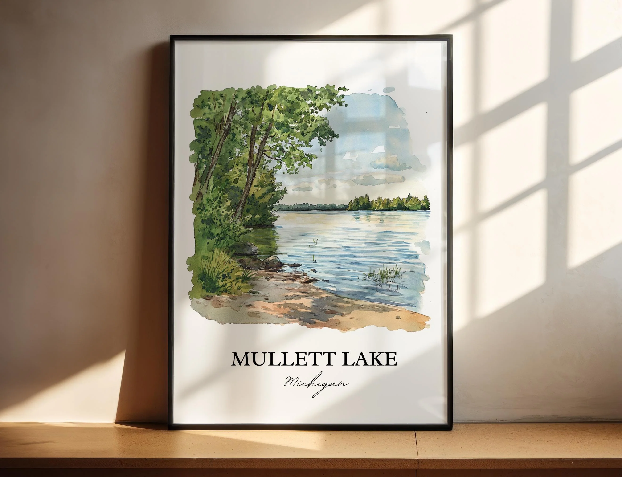 Mullett Lake, Michigan, USA – Watercolor Art Print