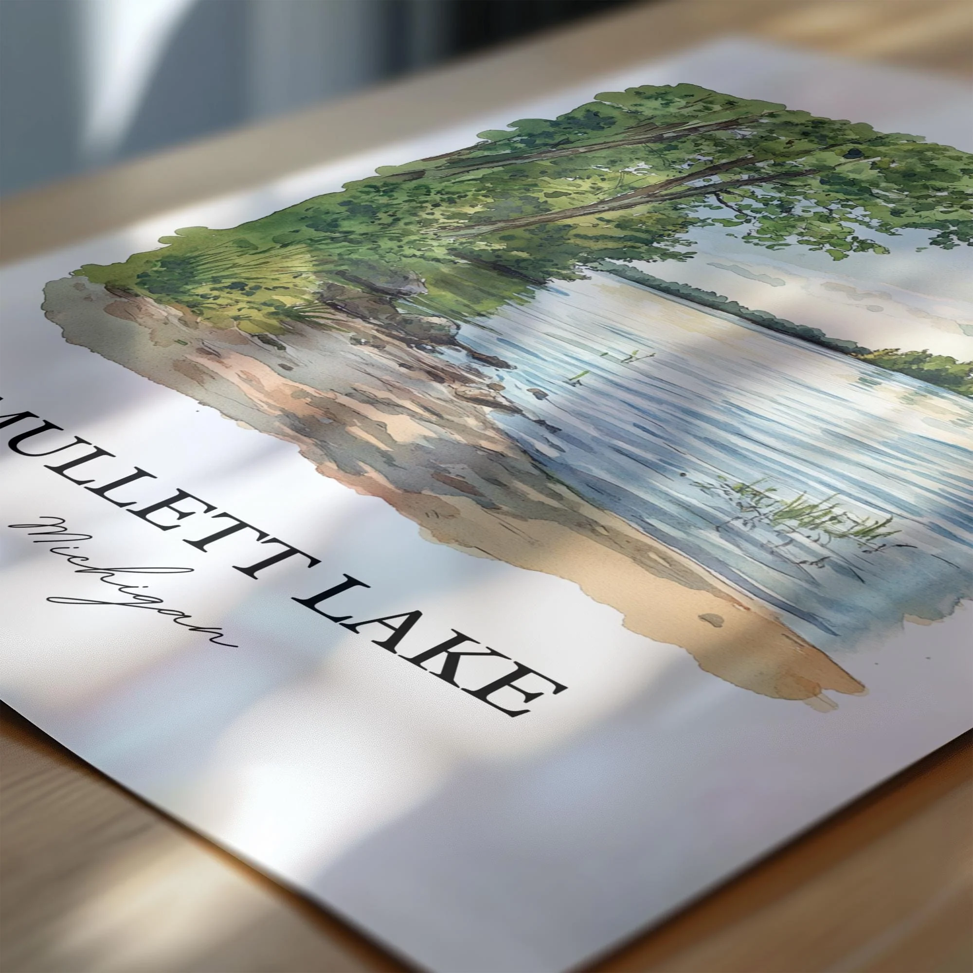 Mullett Lake, Michigan, USA – Watercolor Art Print - Image 2