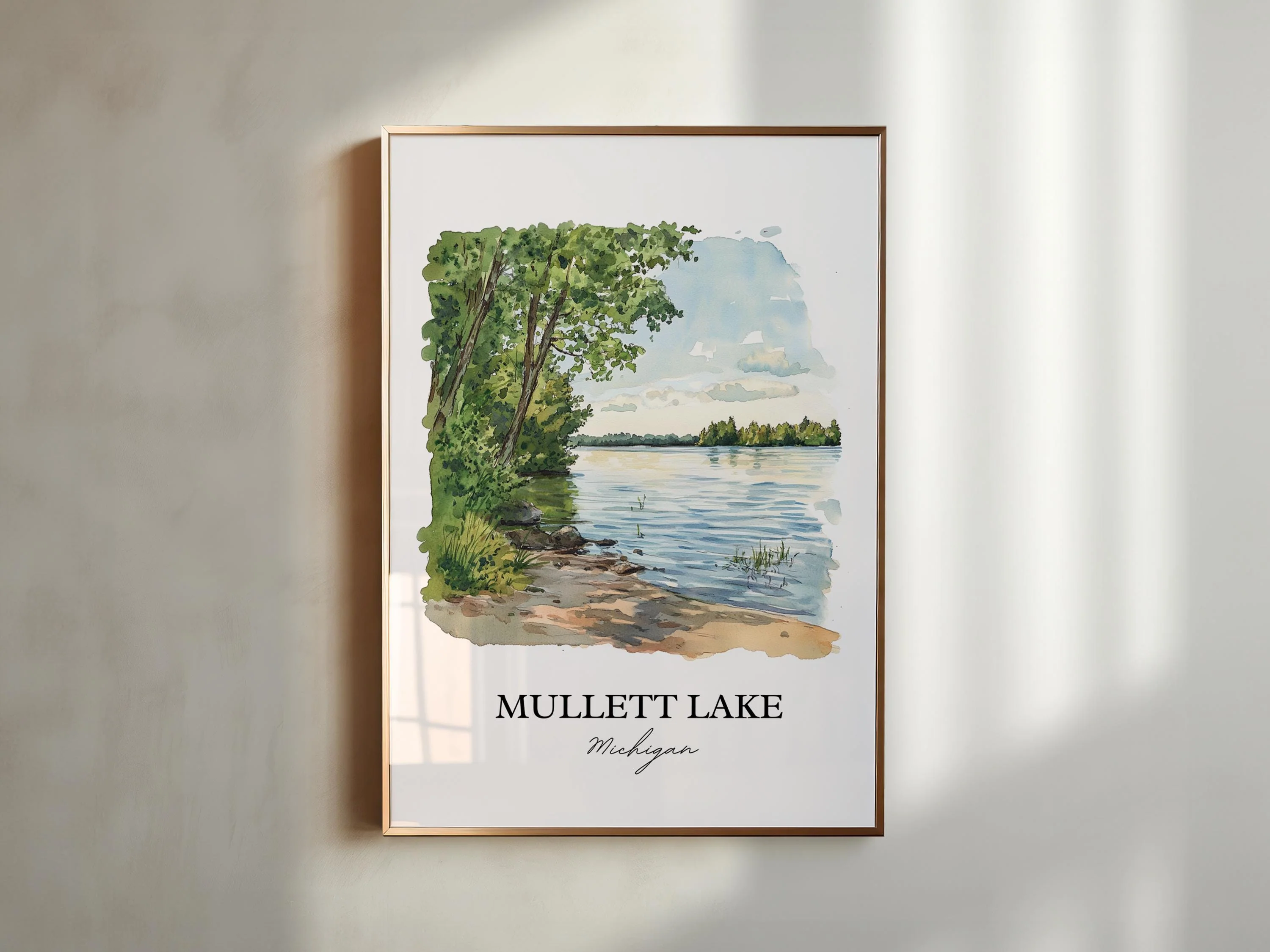 Mullett Lake, Michigan, USA – Watercolor Art Print - Image 3