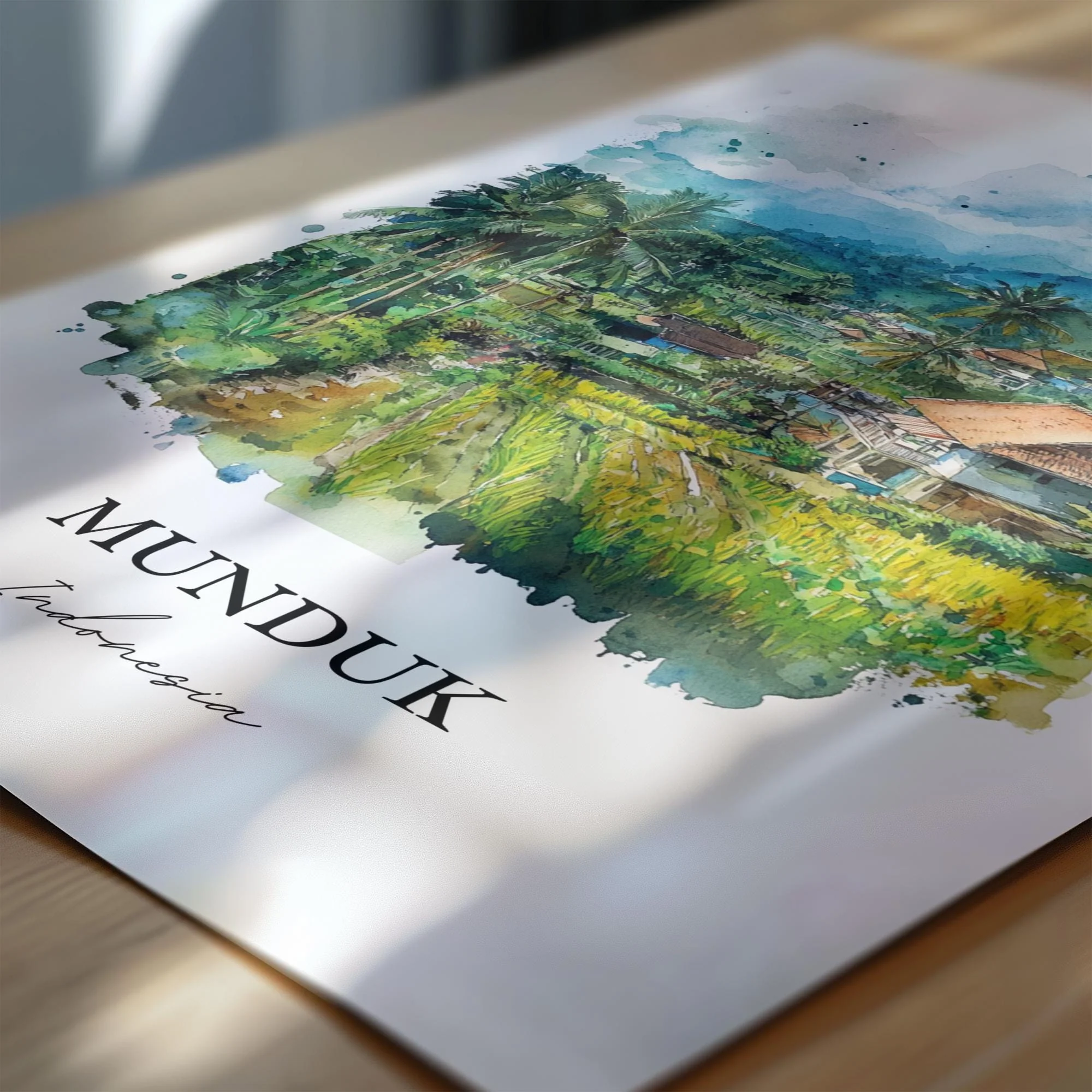 Munduk, Indonesia – Watercolor Art Print - Image 2