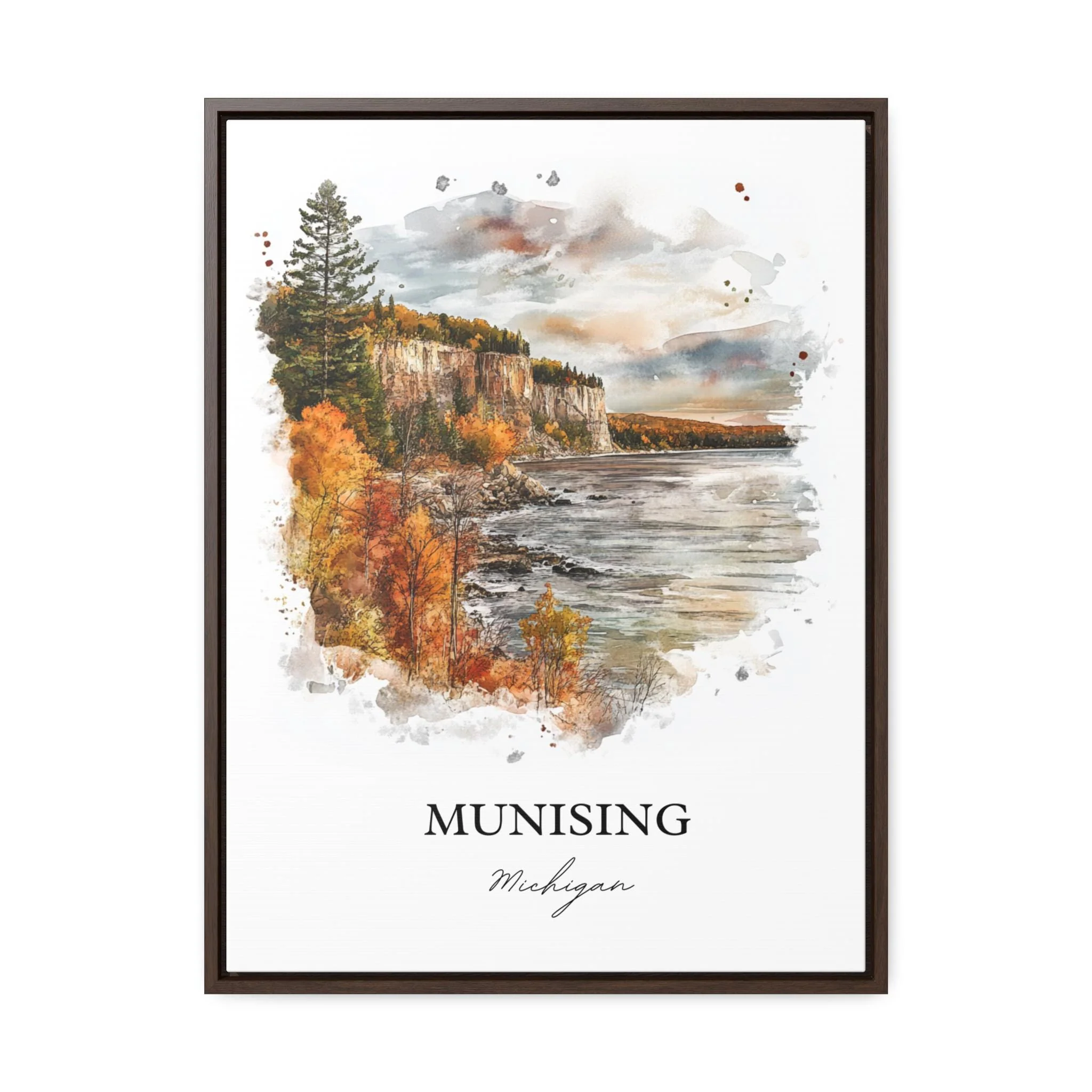 Munising, MI, USA – Wagner Falls Watercolor Art Print - Image 7