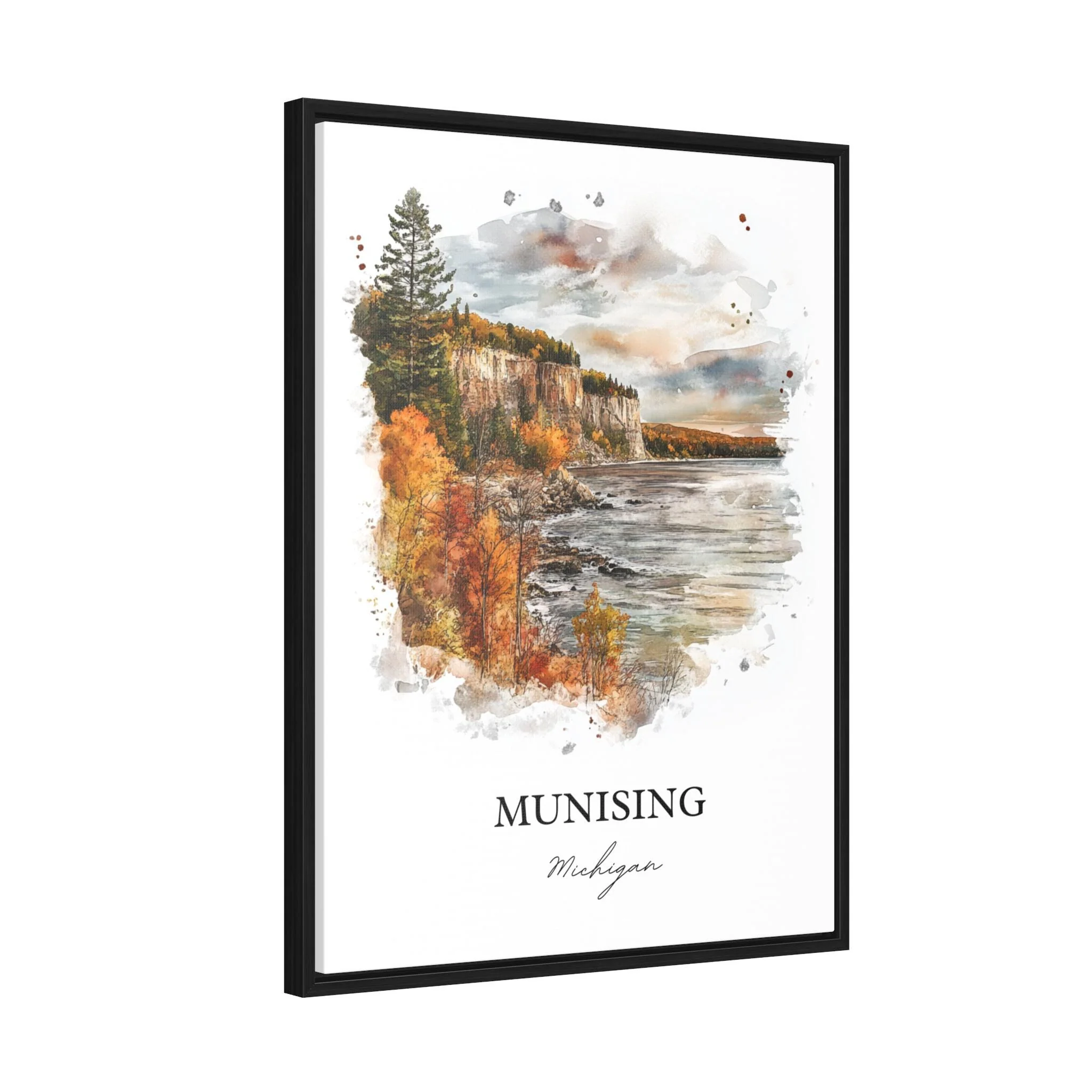 Munising, MI, USA – Wagner Falls Watercolor Art Print - Image 8