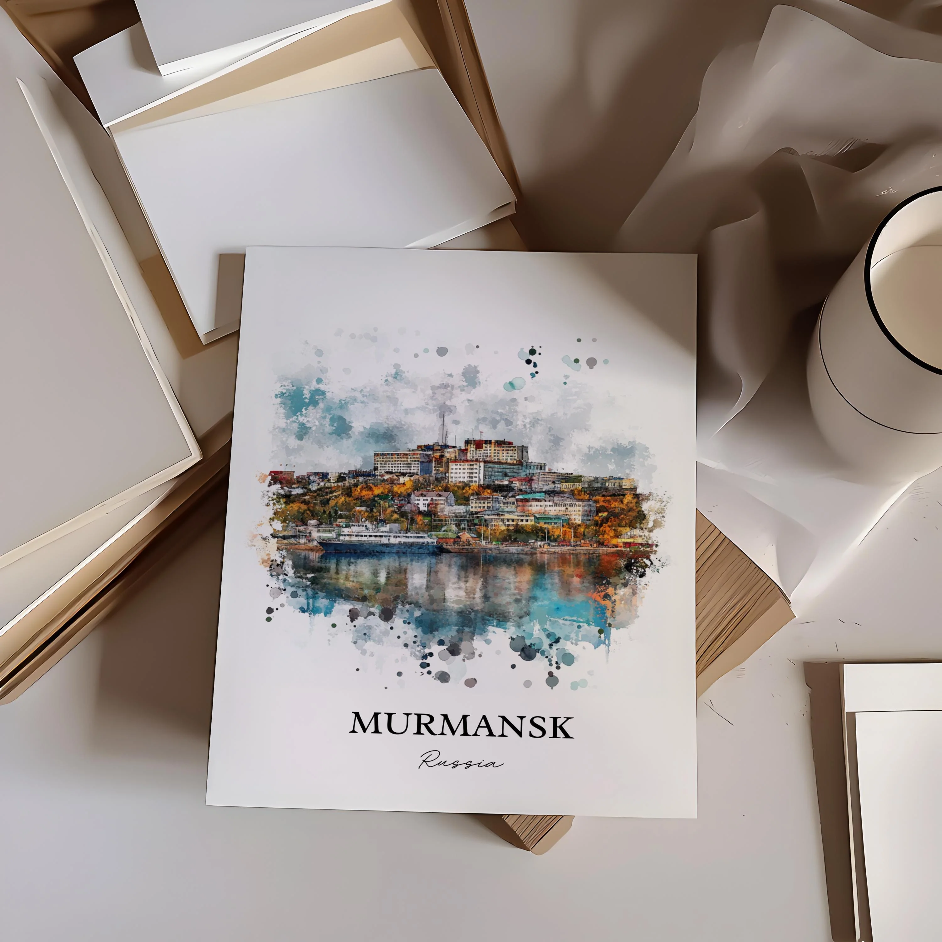 Murmansk, Russia – Watercolor Art Print - Image 5