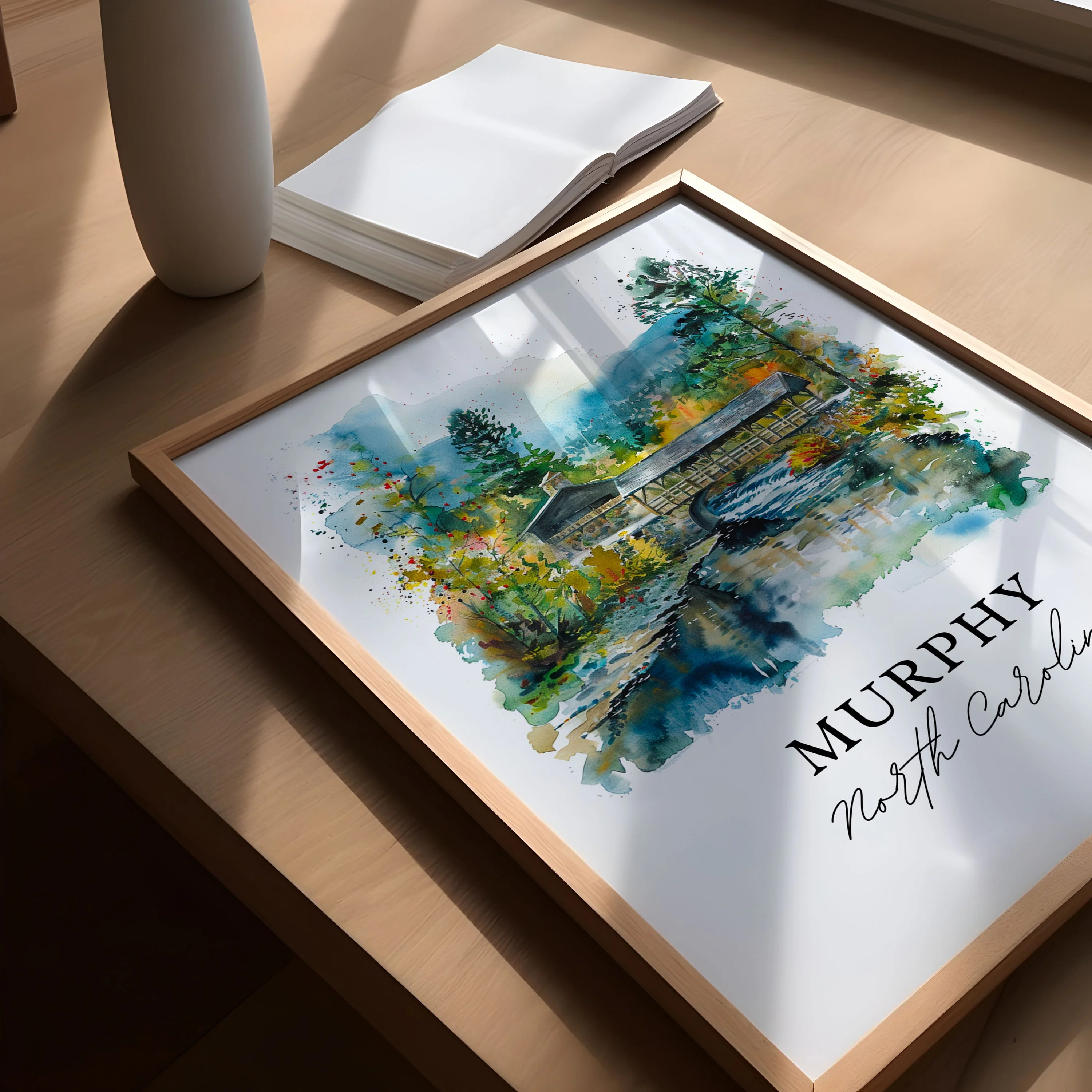 Murphy, North Carolina, North Carolina – Watercolor Art Print - Image 2