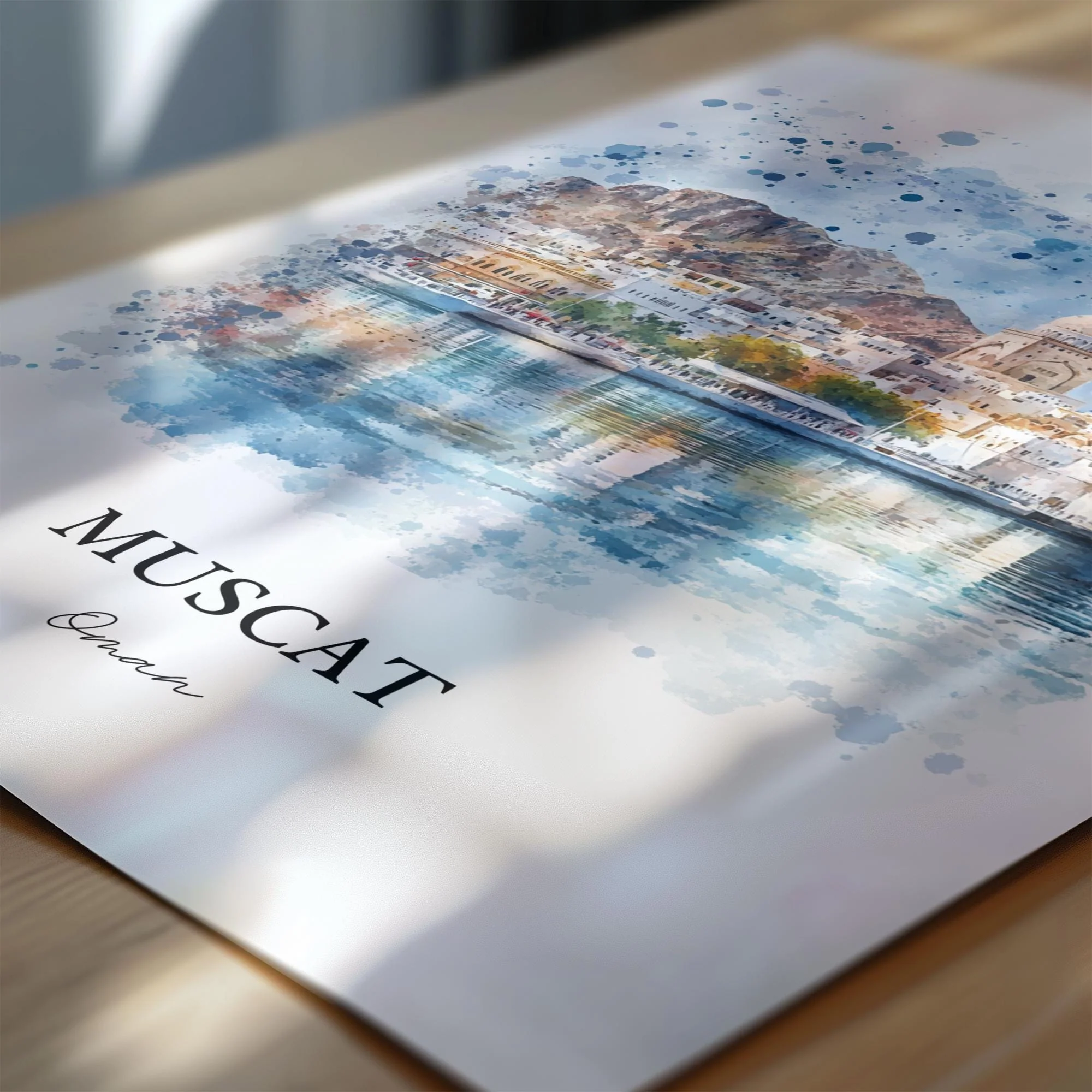 Muscat, Oman – Watercolor Art Print - Image 2