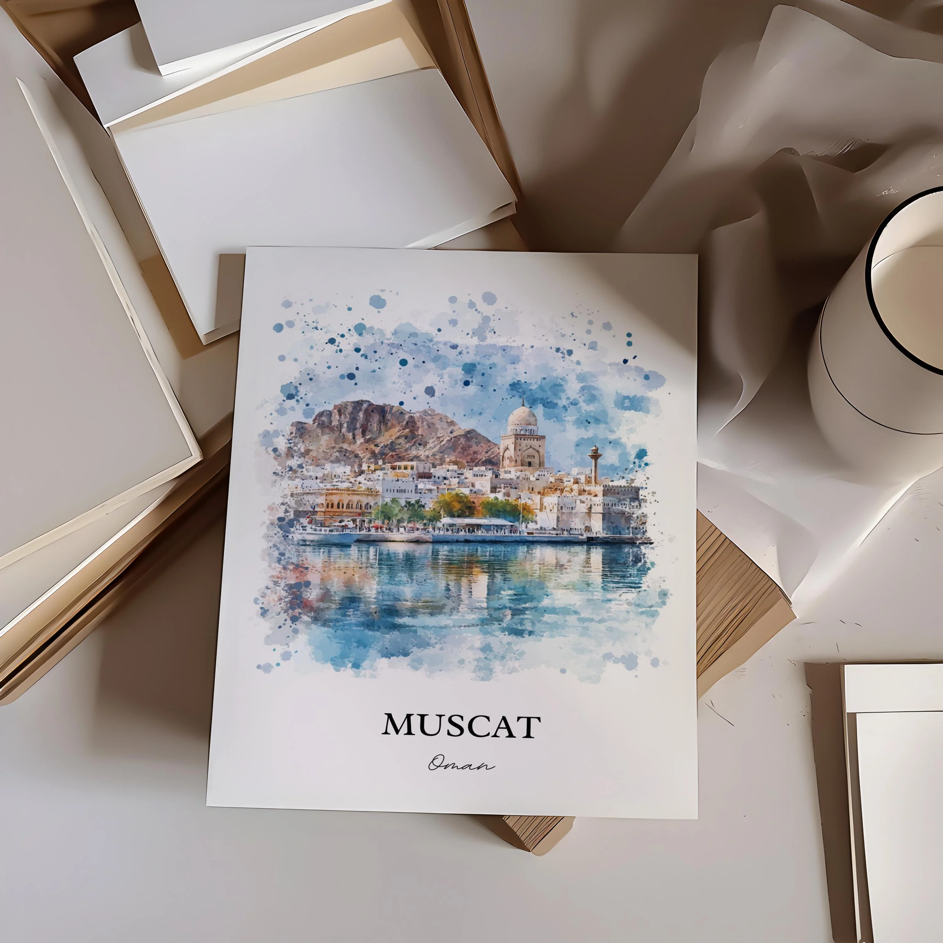 Muscat, Oman – Watercolor Art Print - Image 6