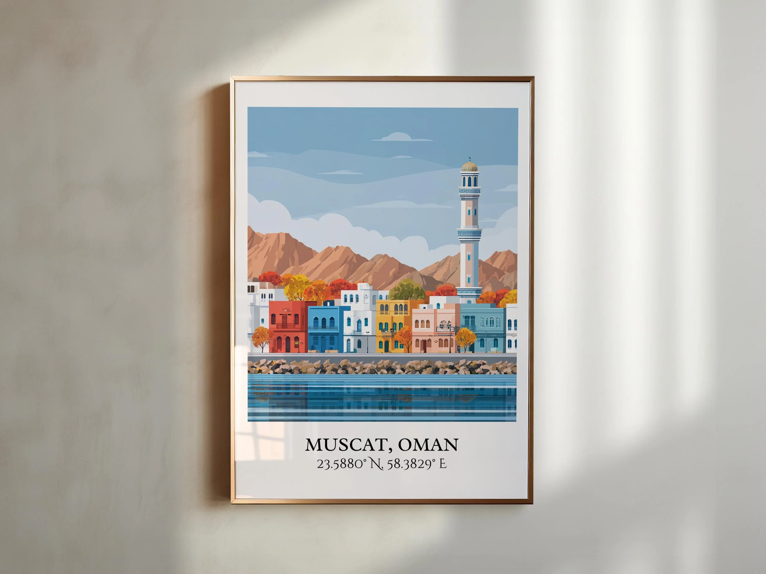 Muscat, Oman – Watercolor Art Print - Image 3