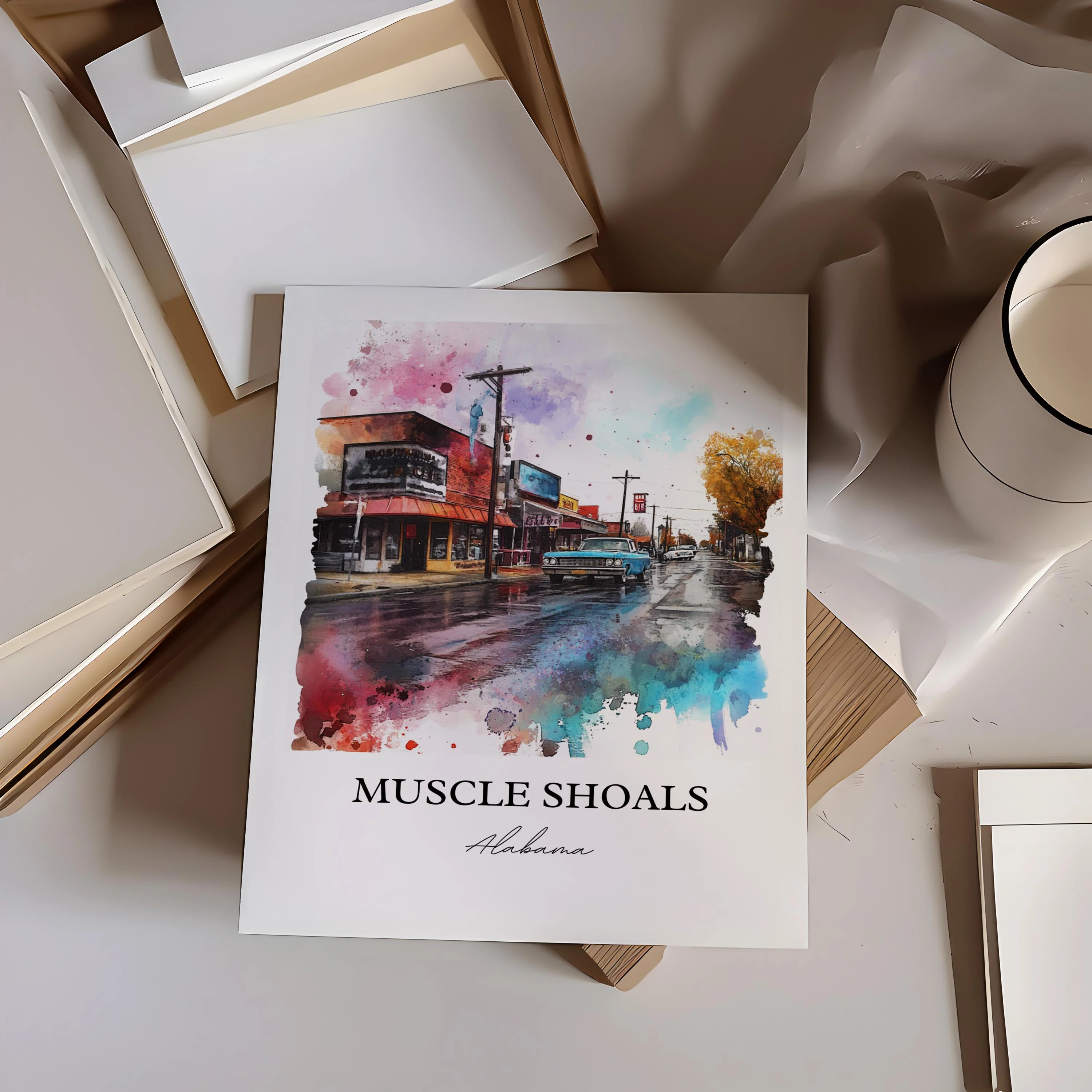 Muscle Shoals, Alabama – Watercolor Art Print - Image 5