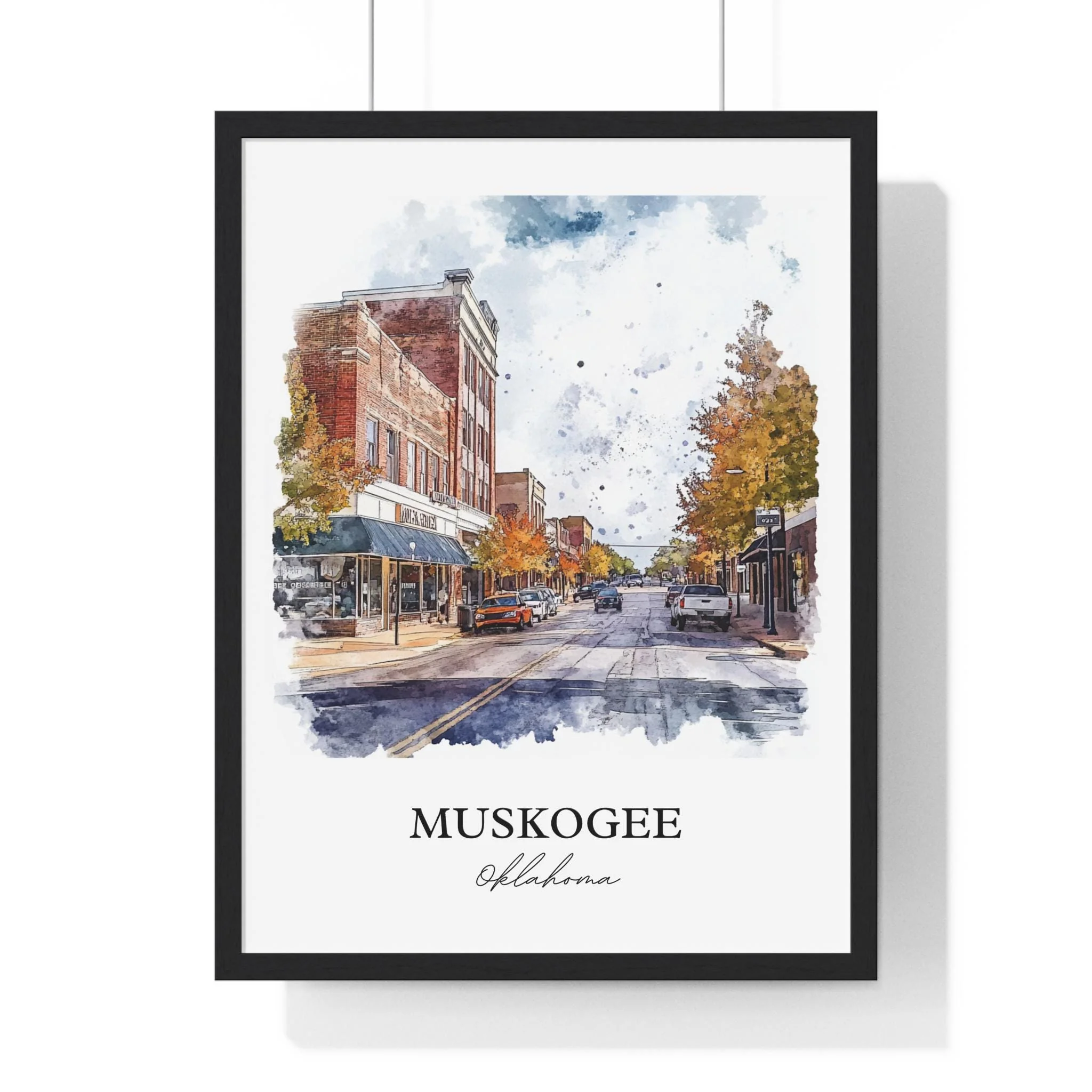 Muskogee, OK, USA – Watercolor Art Print of Arkansas River - Image 7