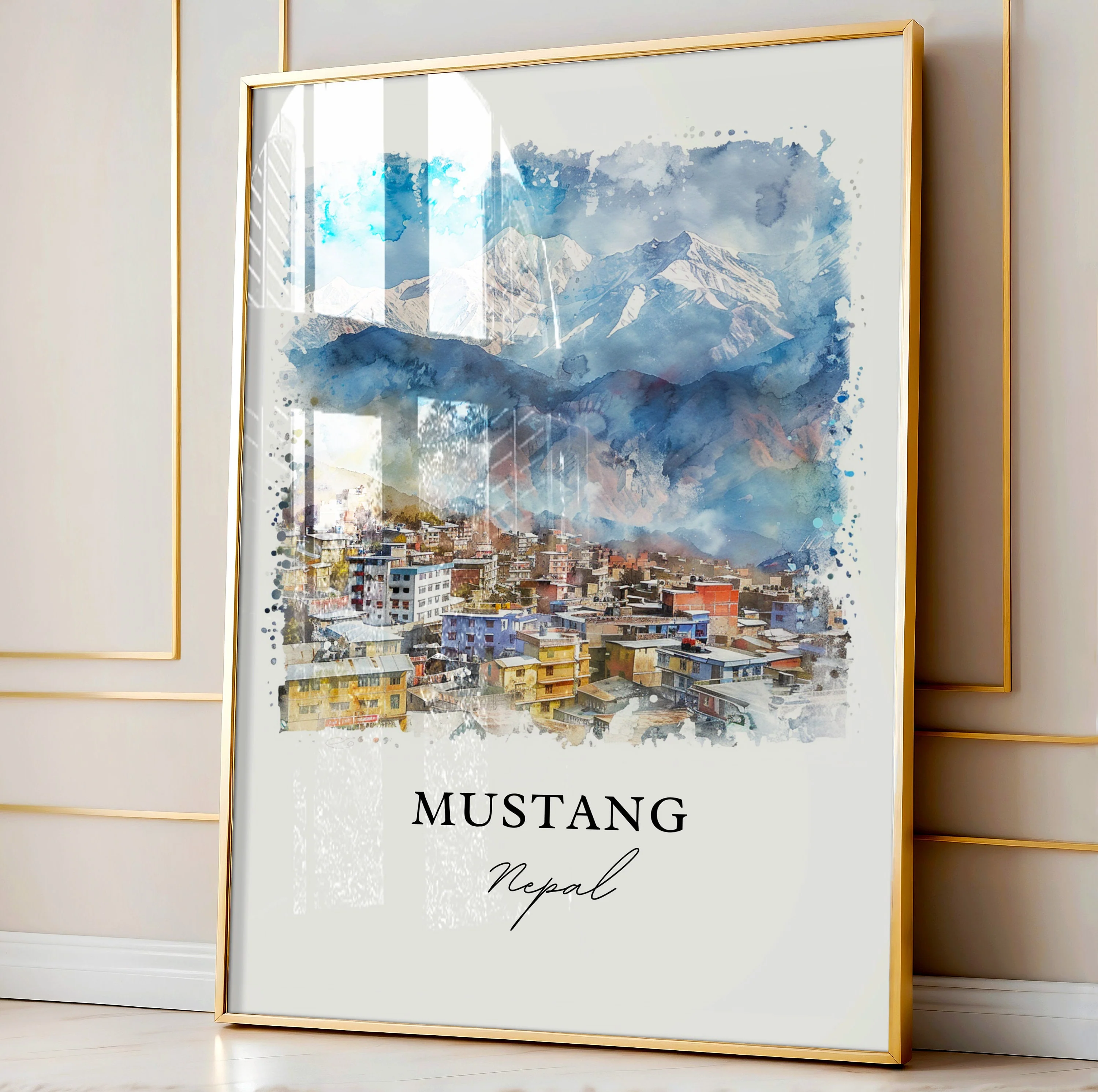 Mustang, Nepal – Watercolor Art Print - Image 4