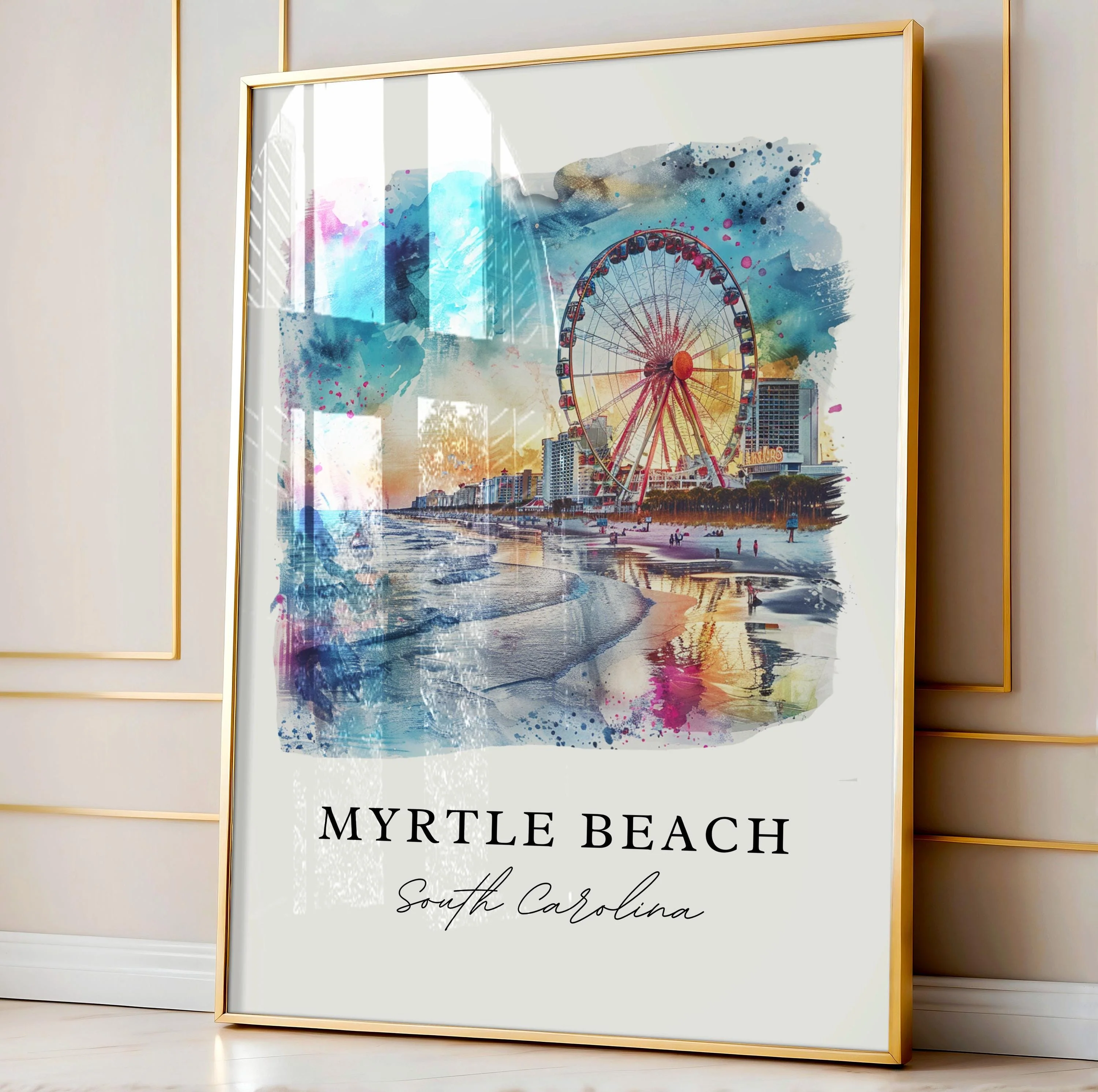 Myrtle Beach, SC, USA – Watercolor Art Print - Image 4
