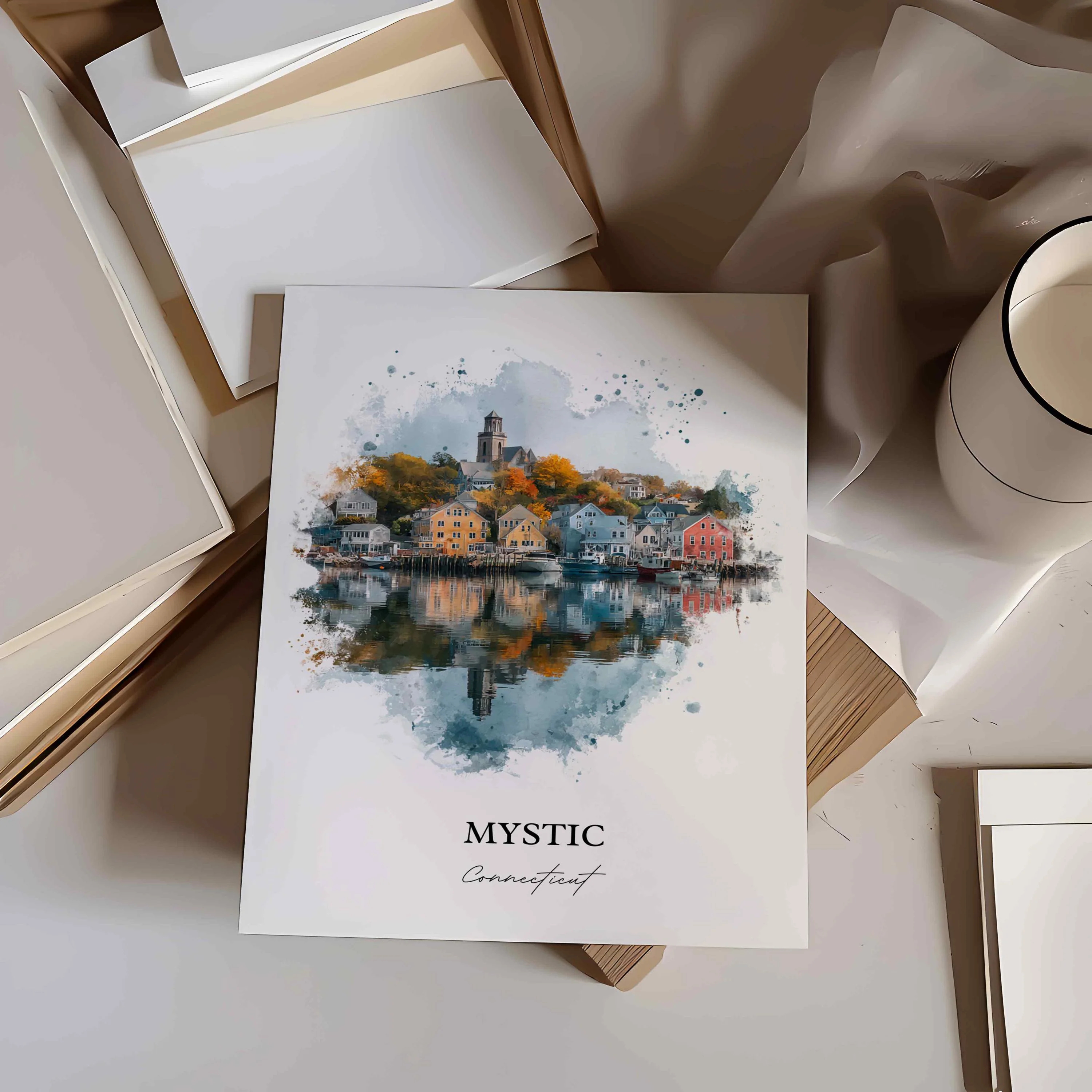 Mystic, Connecticut – Watercolor Art Print - Image 9