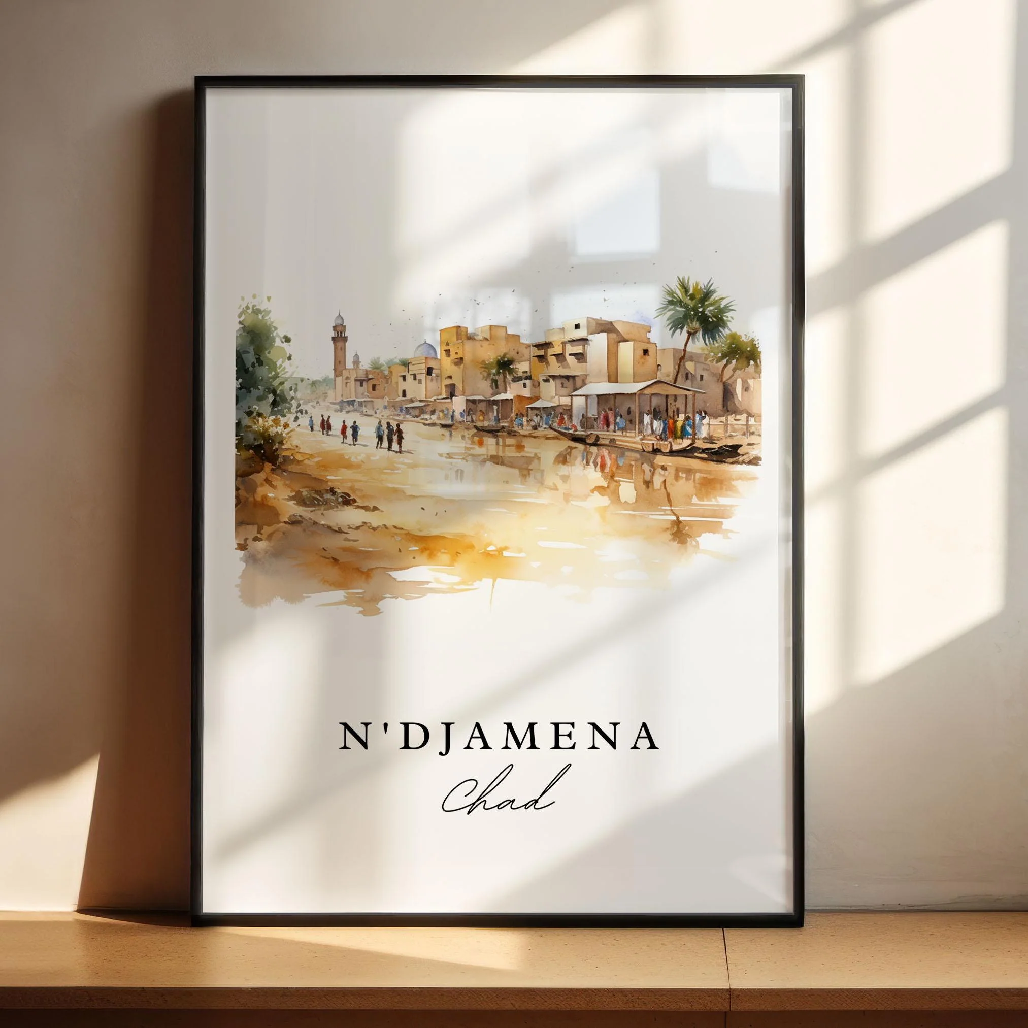 N'Djamena, Chad – Watercolor Art Print
