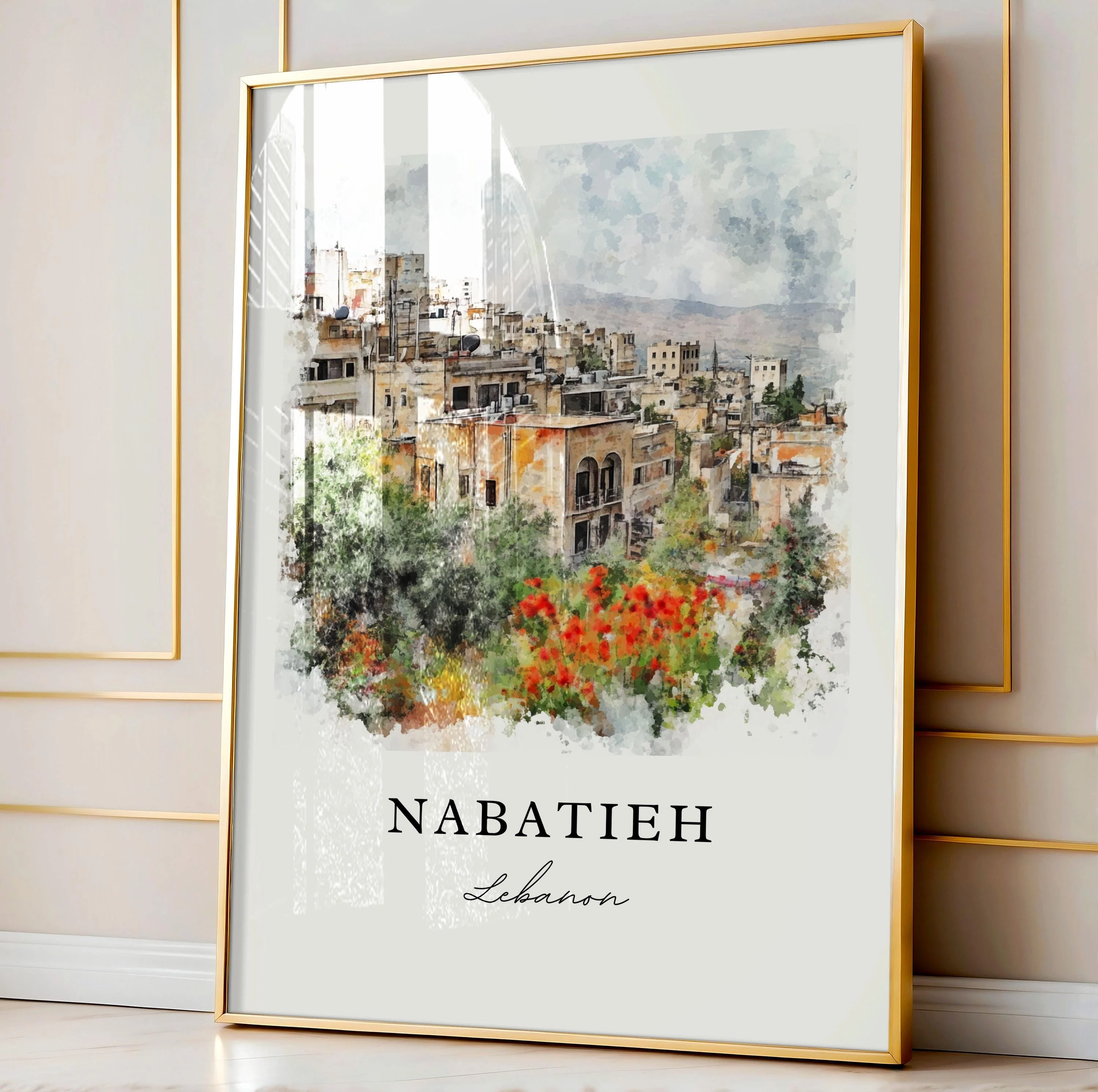 Nabatieh, Lebanon – Watercolor Art Print - Image 4
