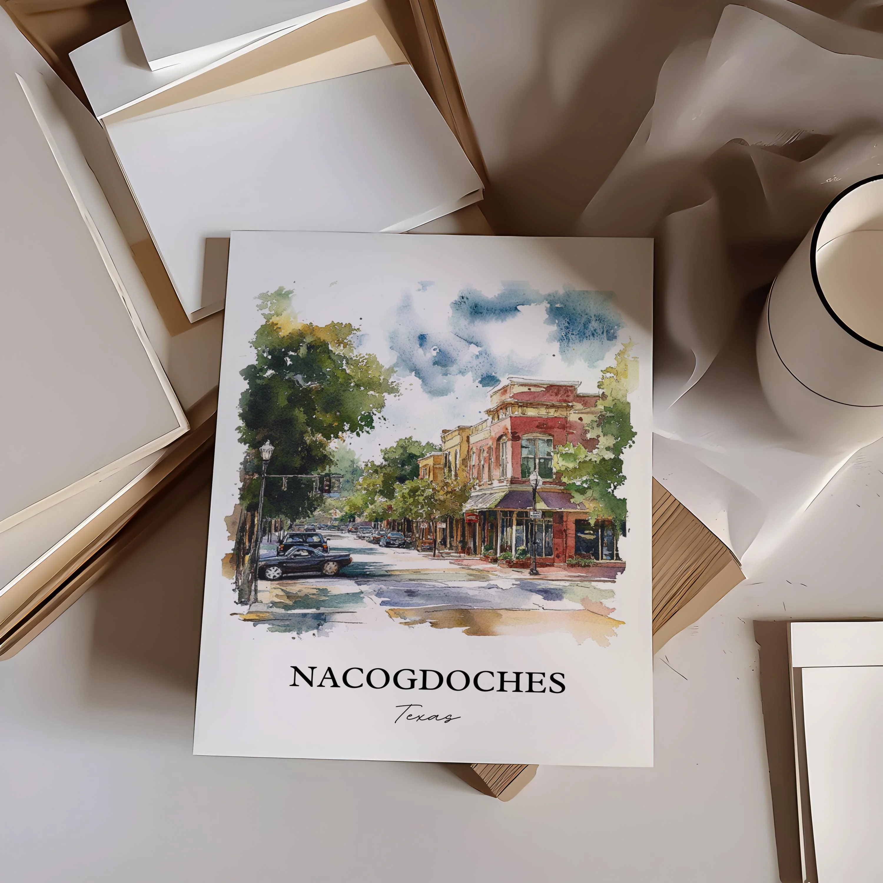Nacogdoches, USA – Watercolor Art Print - Image 4