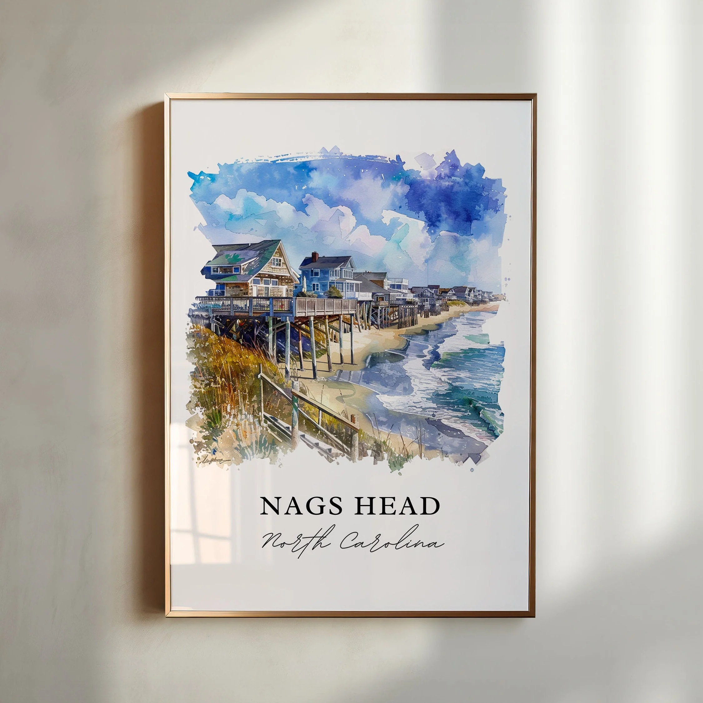 Nags Head, NC, USA – Watercolor Art Print