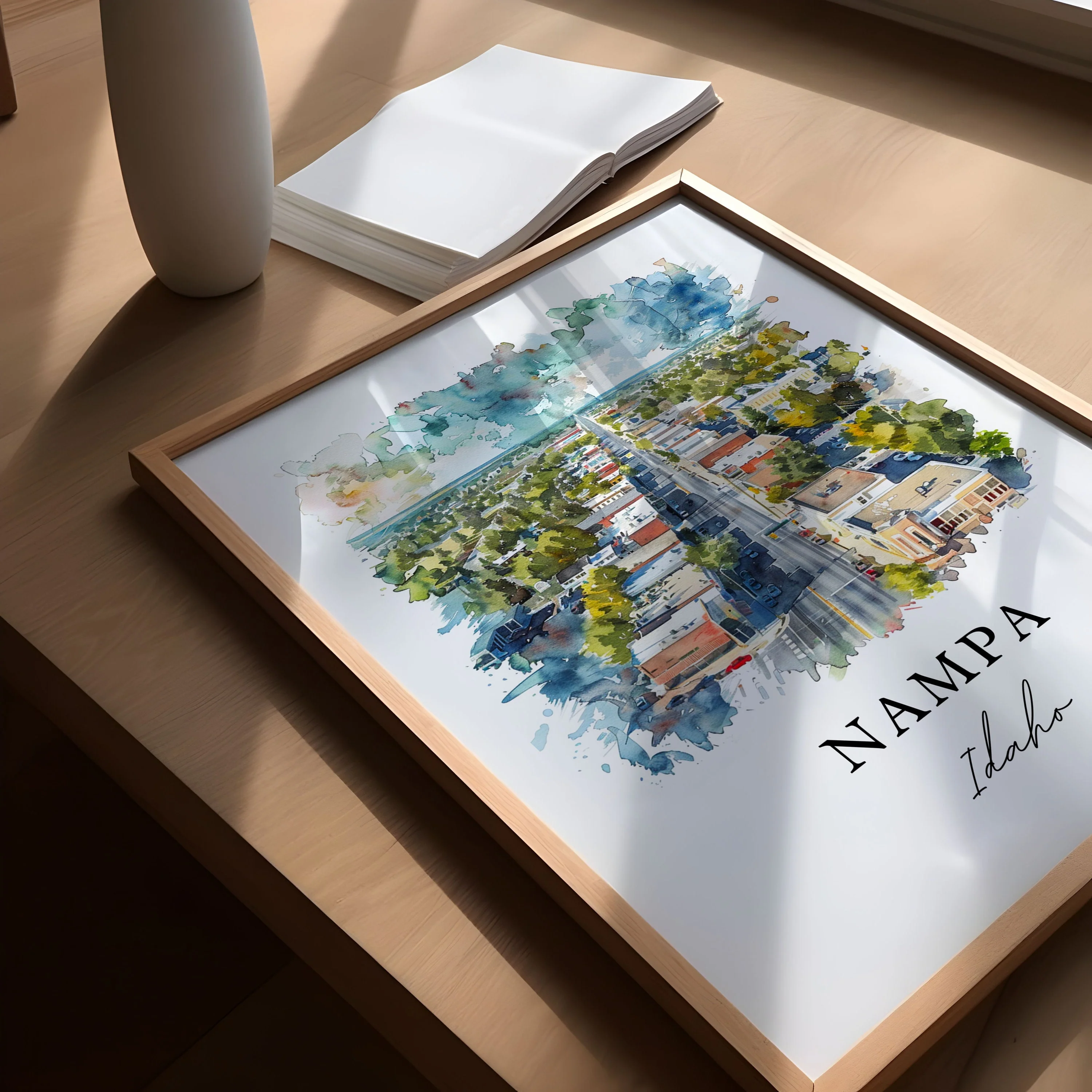 Nampa, Idaho, Idaho – Watercolor Art Print - Image 3