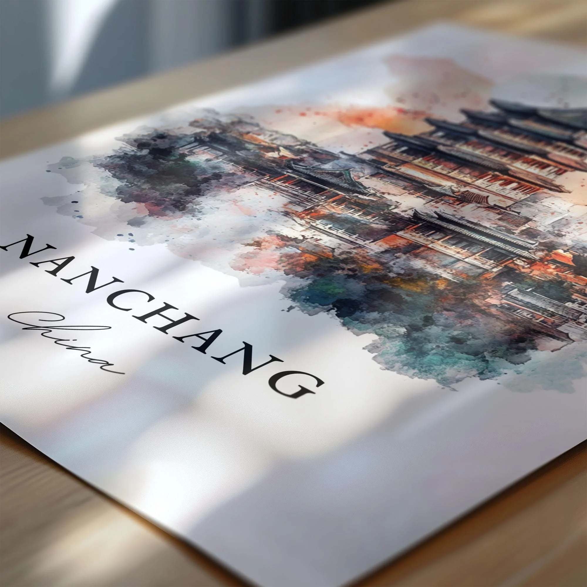 Nanchang, China – Watercolor Art Print - Image 2