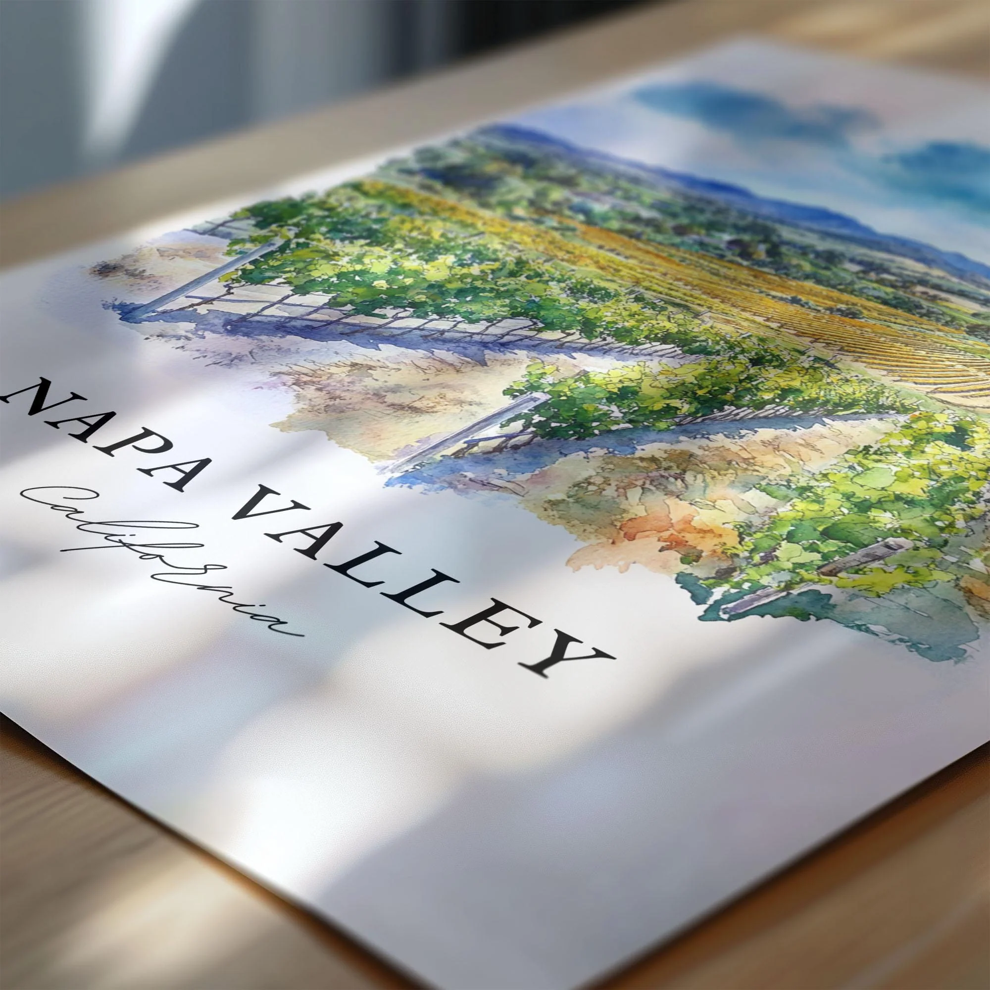 Napa Valley, Wine Country – Watercolor Art Print - Image 2