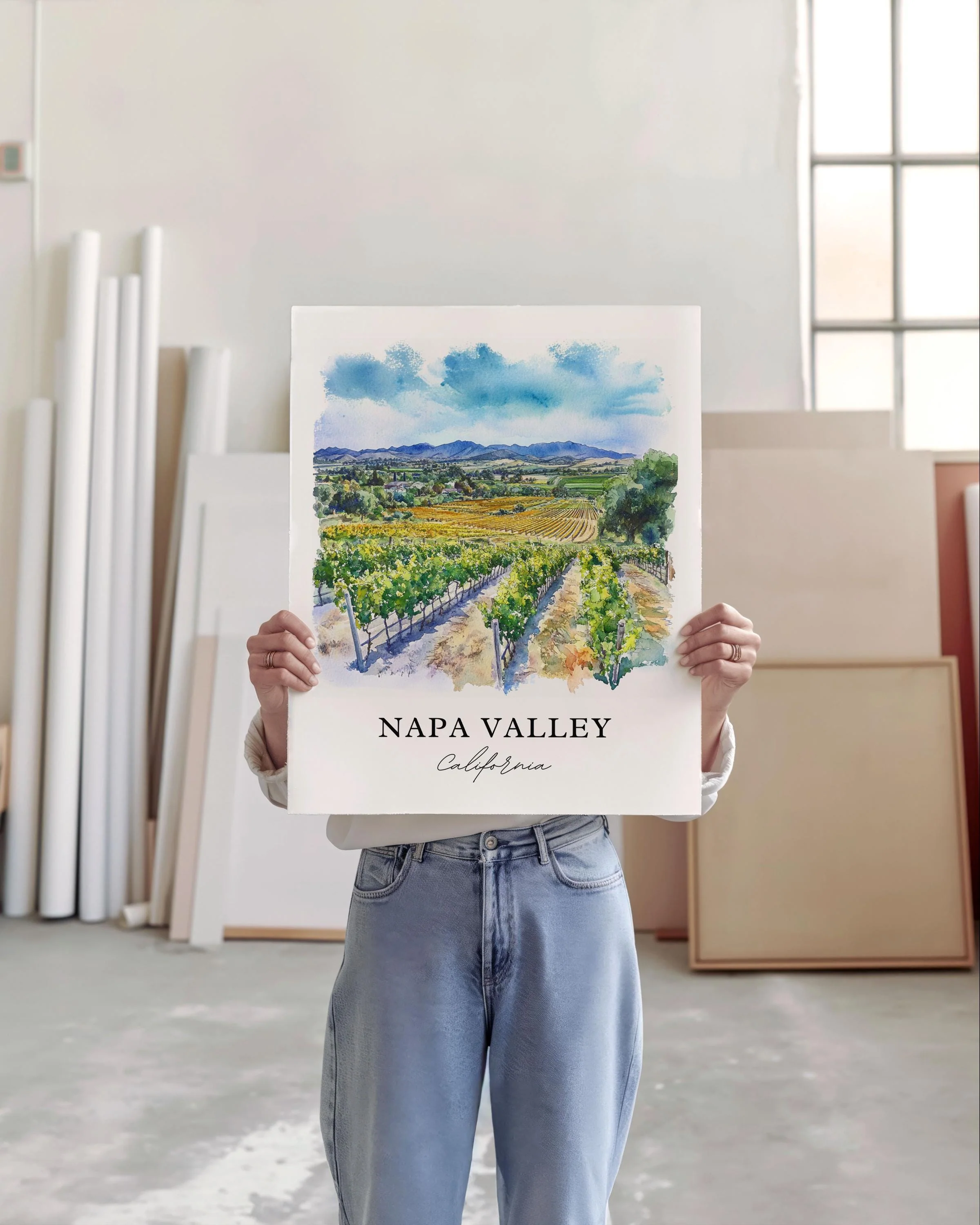Napa Valley, Wine Country – Watercolor Art Print - Image 5