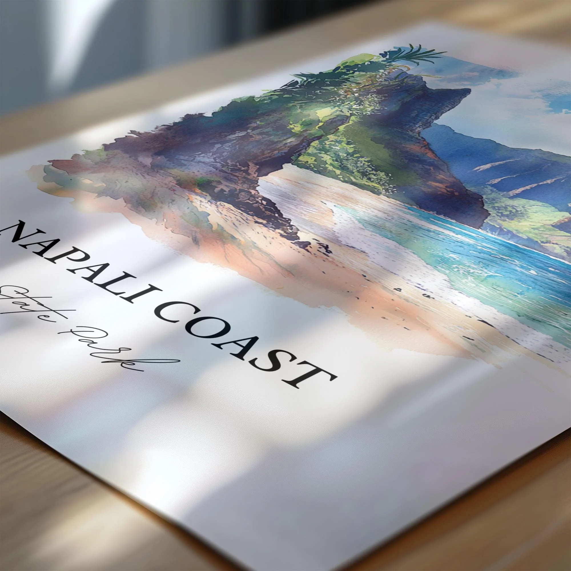 Napali Coast, USA – Watercolor Art Print - Image 2