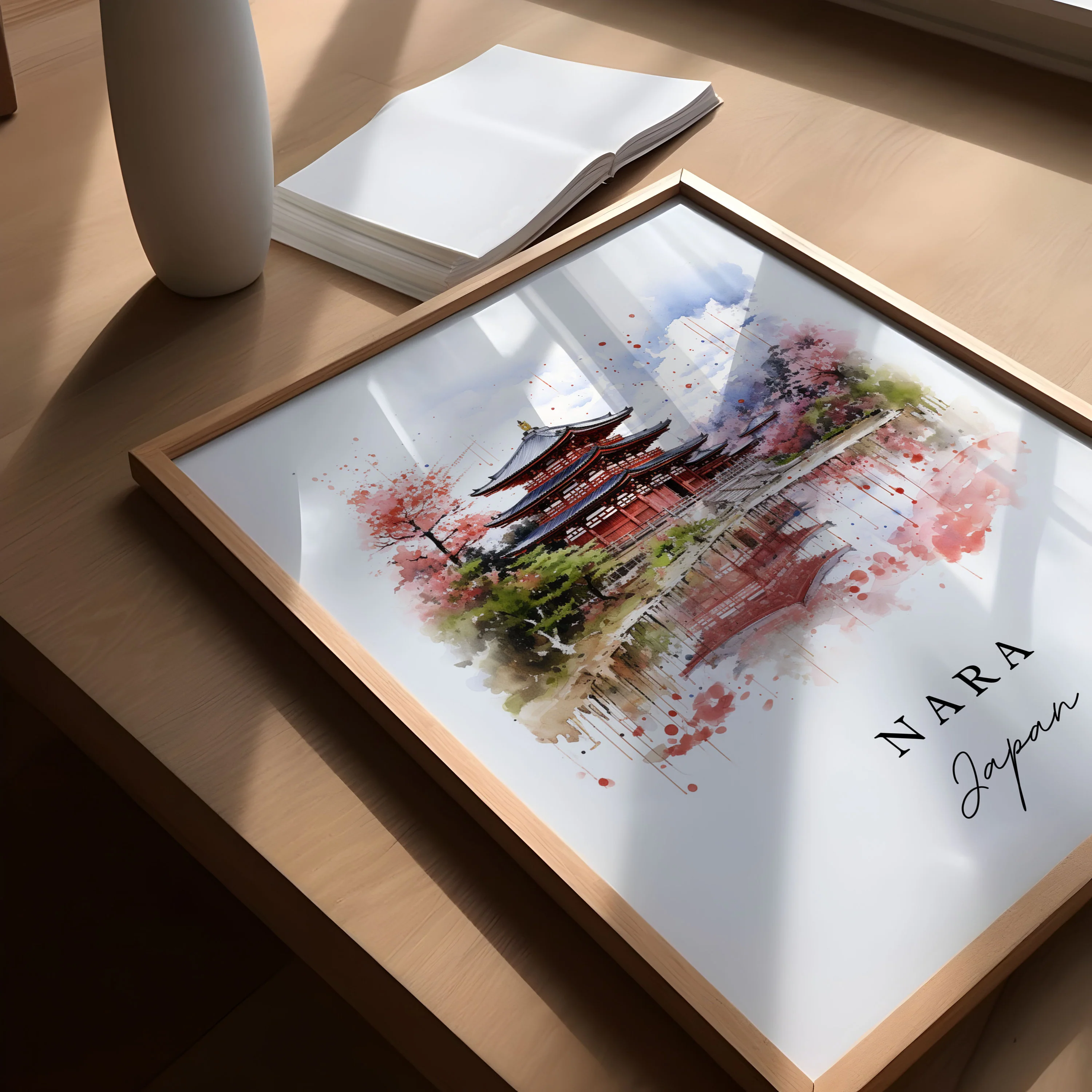 Nara, Japan – Watercolor Art Print - Image 3