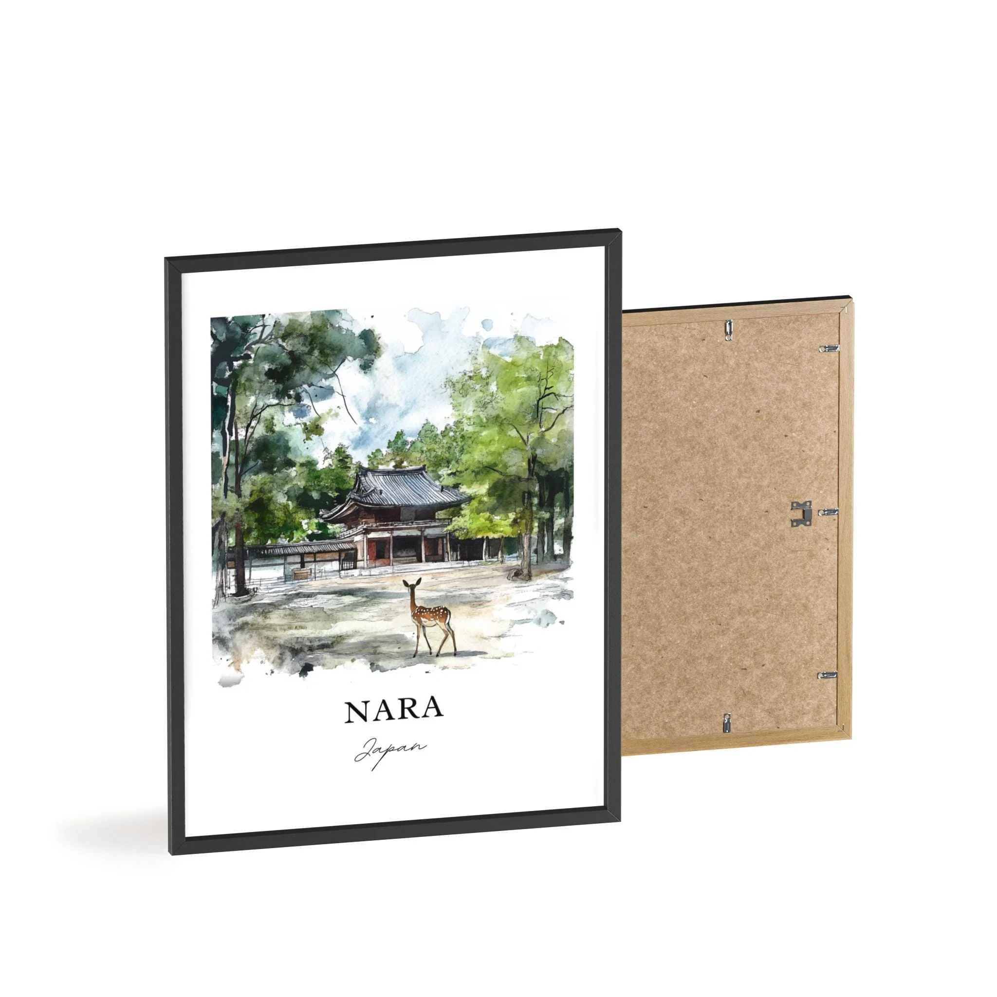 Nara, Japan – Watercolor Art Print of Nara Deer Park - Image 7