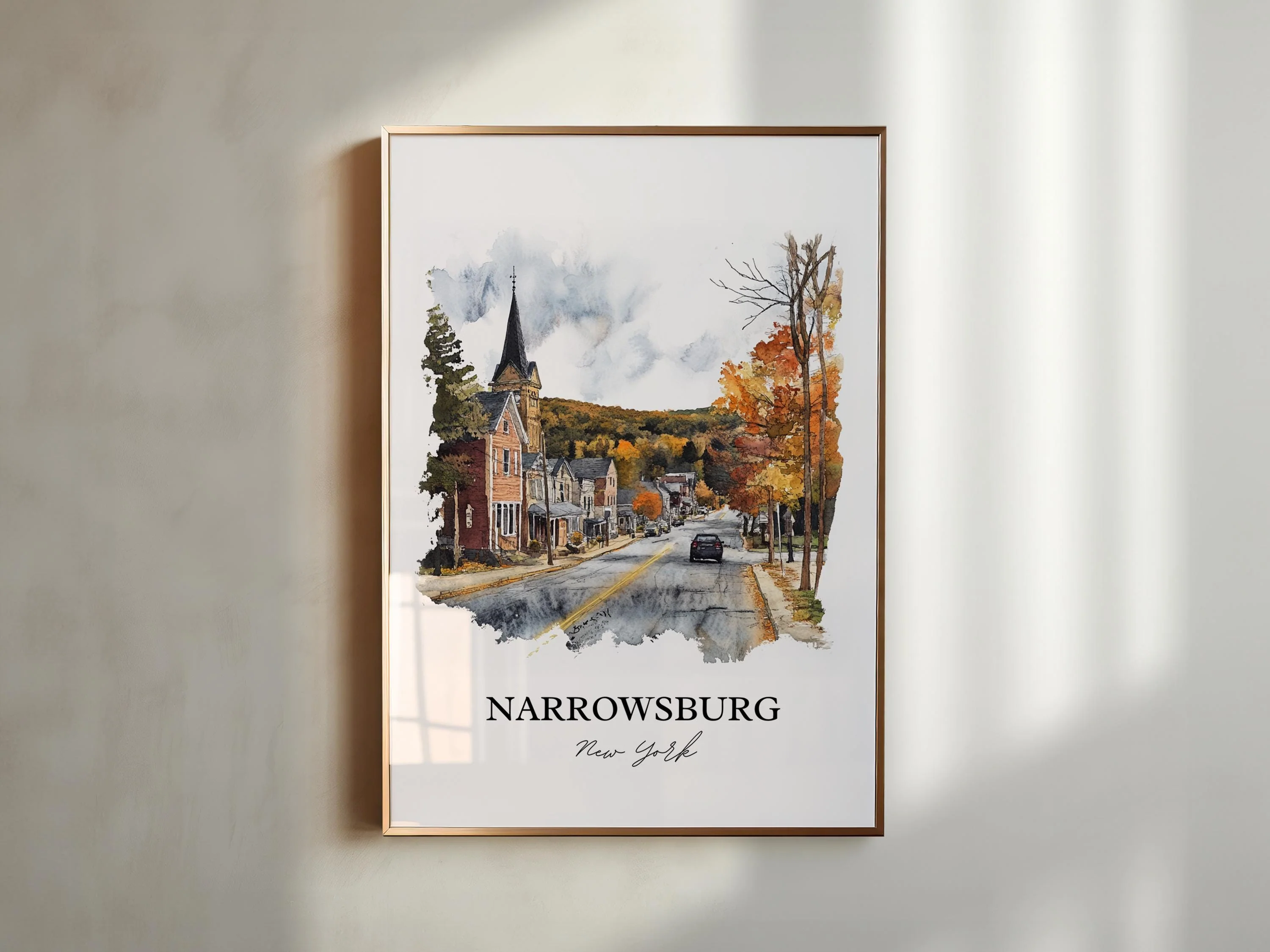 Narrowsburg, NY, USA – Watercolor Art Print - Image 3
