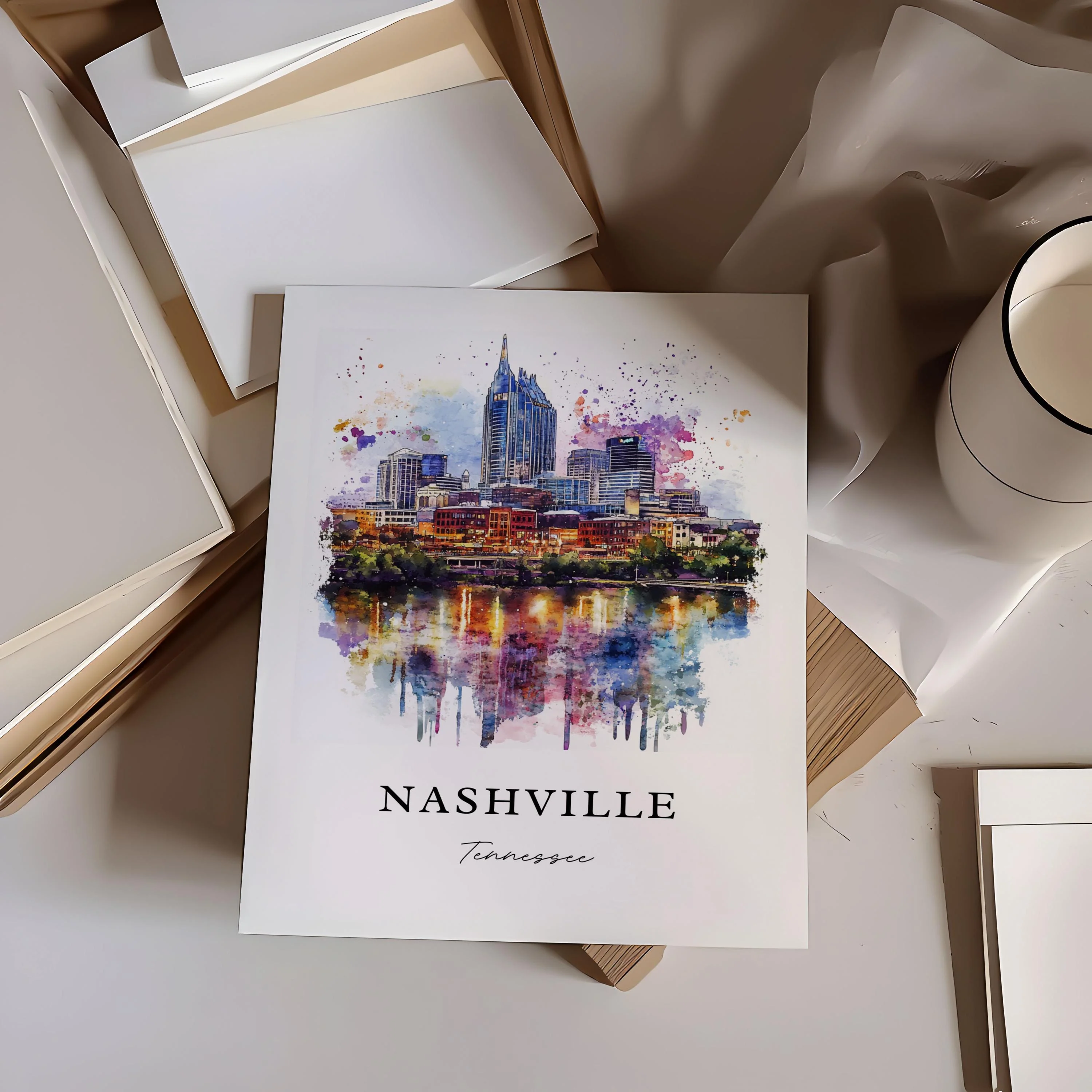 Nashville, Tennessee, Tennessee – Watercolor Art Print - Image 3