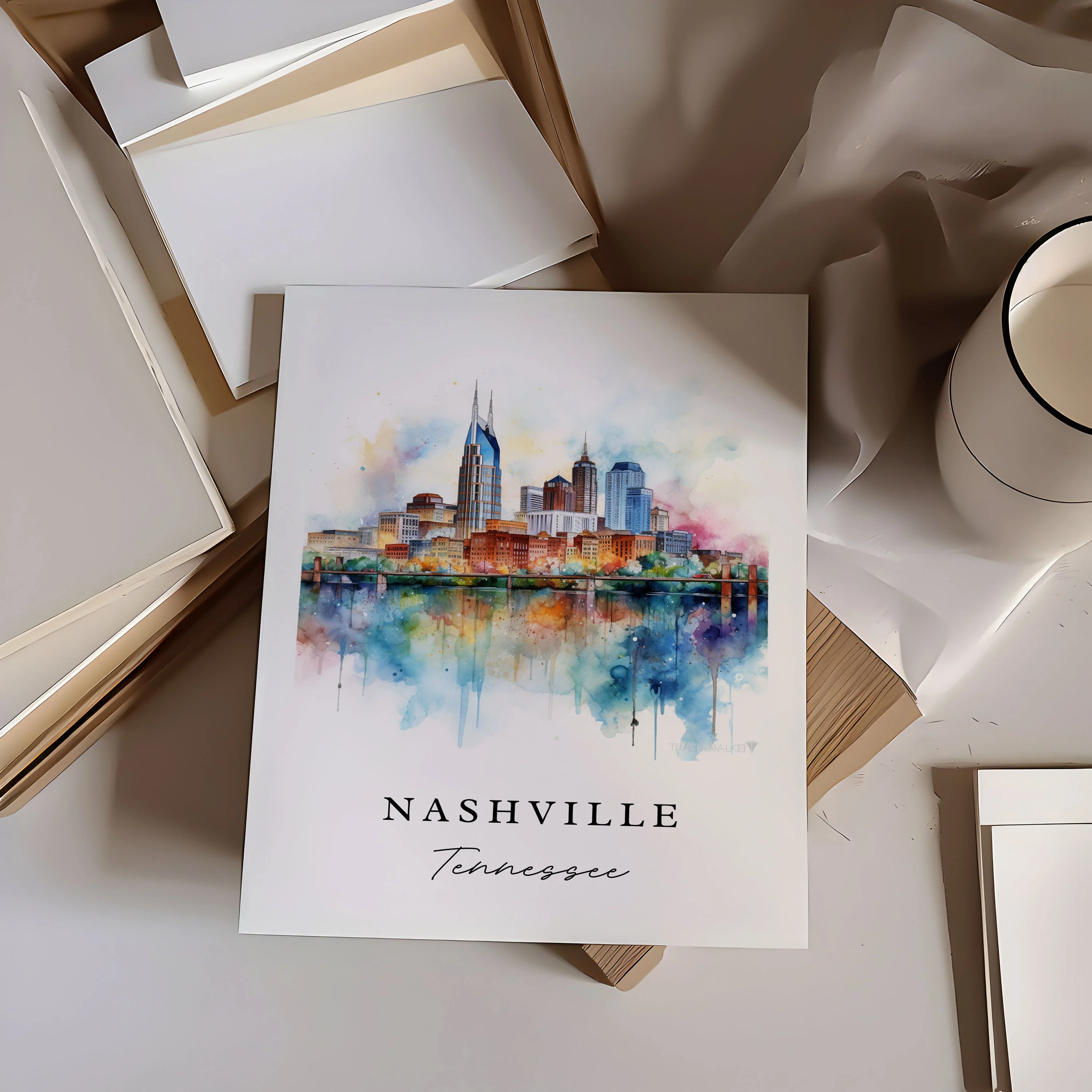Nashville, Tennessee, Tennessee – Watercolor Art Print - Image 2
