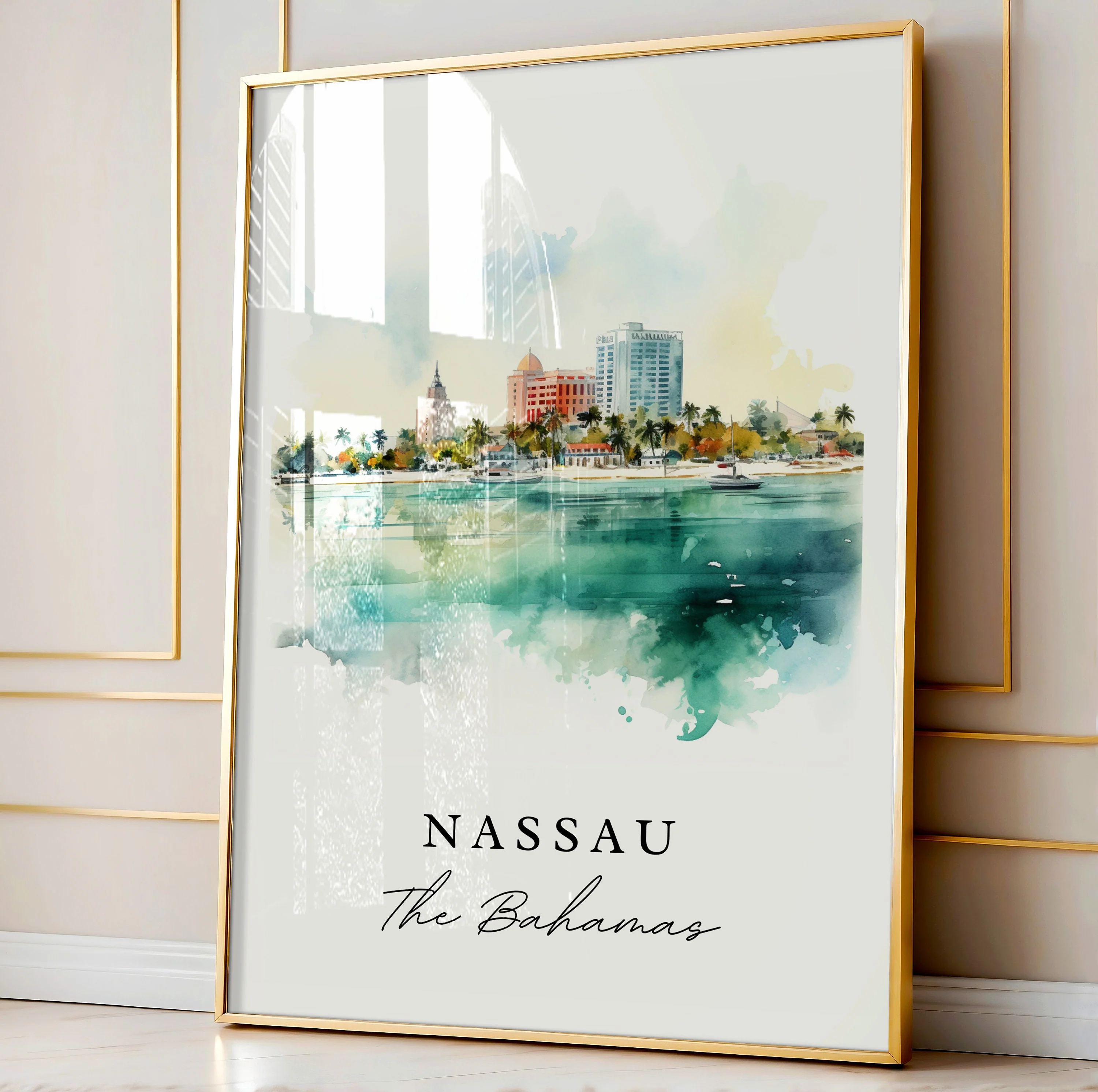 Nassau, Bahamas – Watercolor Art Print - Image 4