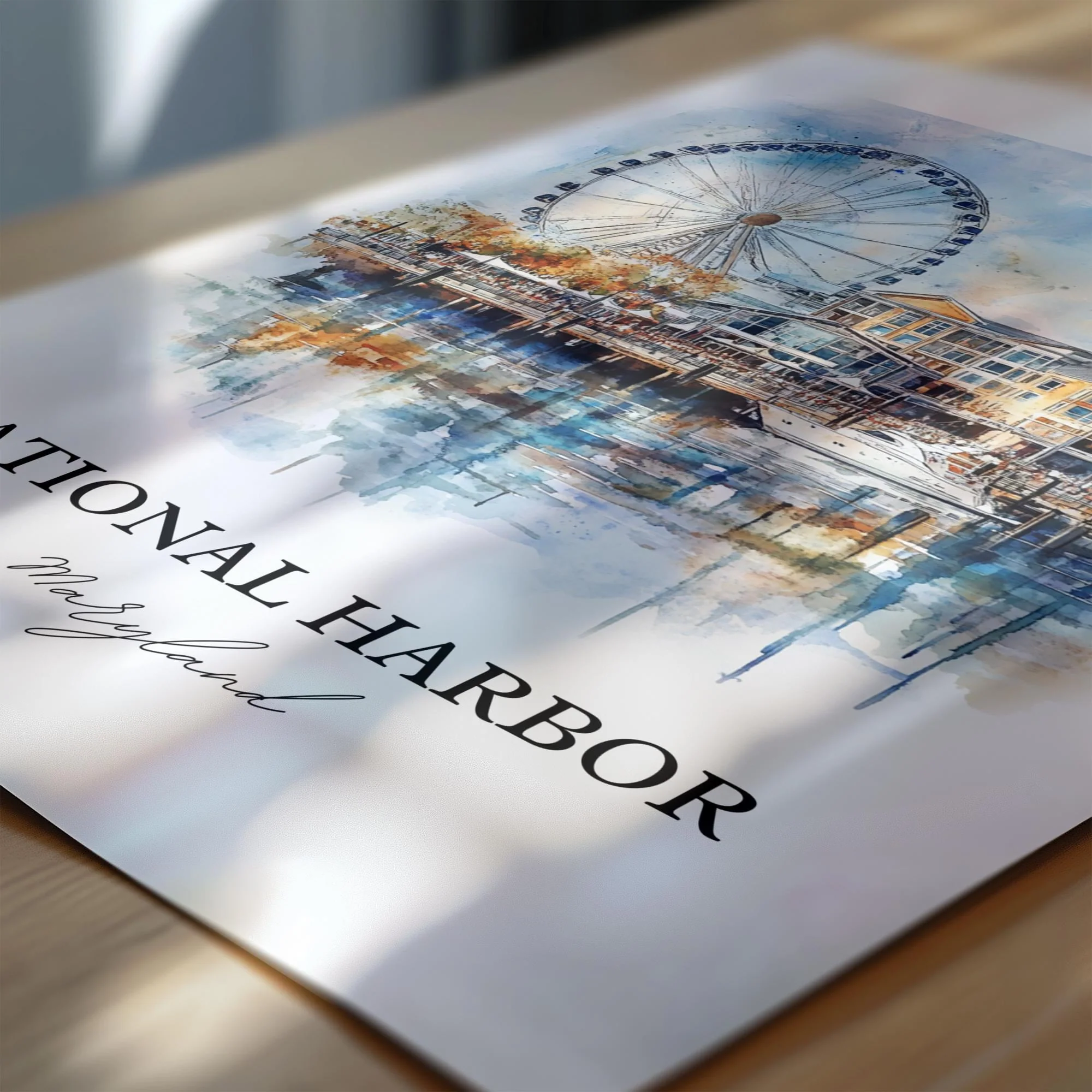 National Harbor, Maryland – Watercolor Art Print - Image 2