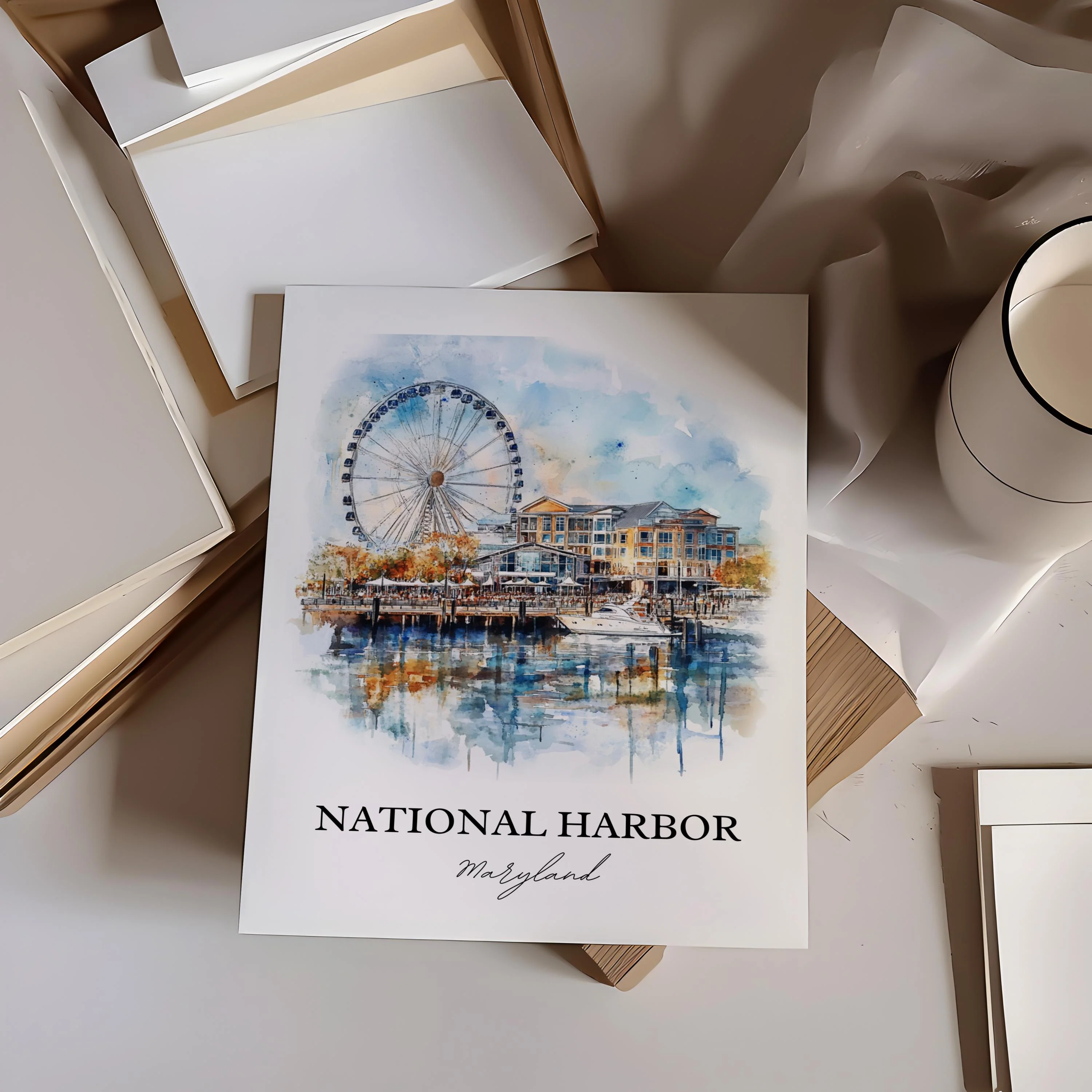 National Harbor, Maryland – Watercolor Art Print - Image 5