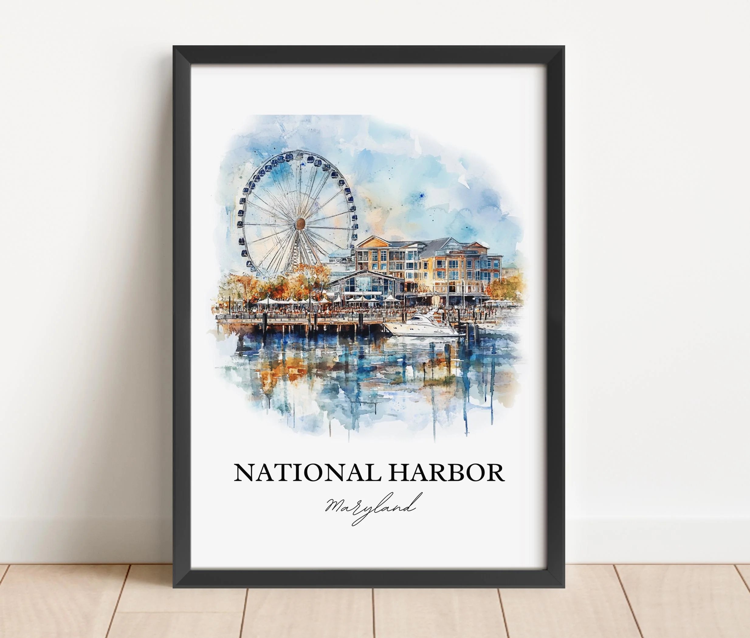 National Harbor, Maryland – Watercolor Art Print - Image 6