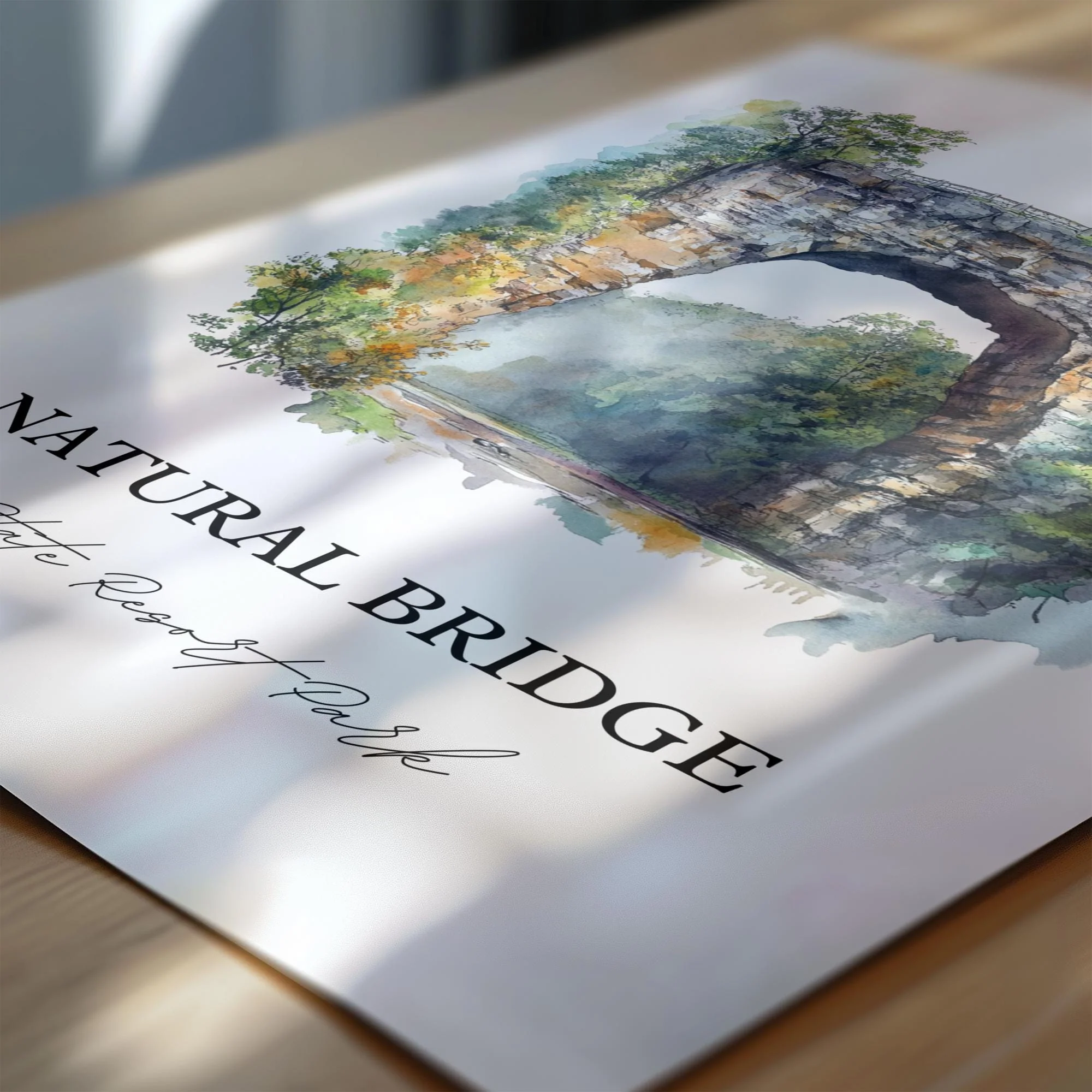 Natural Bridge State Resort Park, Kentucky – Watercolor Art Print - Image 2
