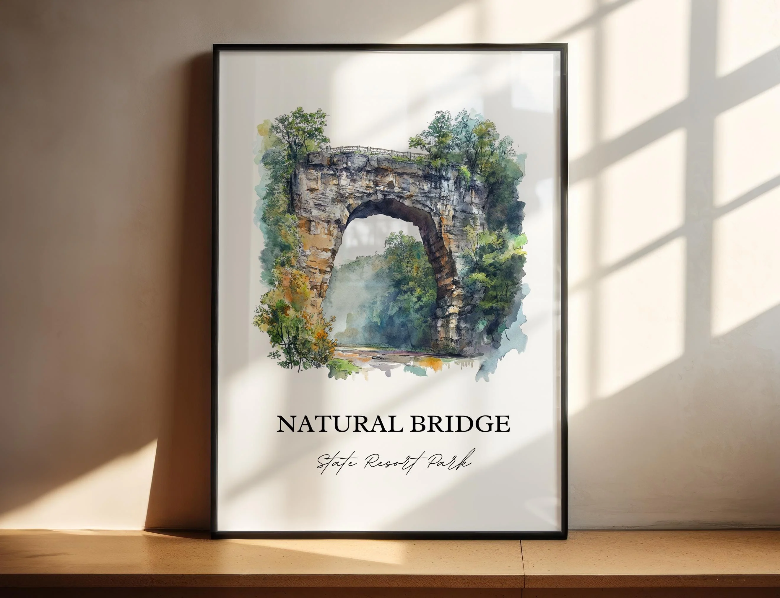 Natural Bridge State Resort Park, Kentucky – Watercolor Art Print - Image 3